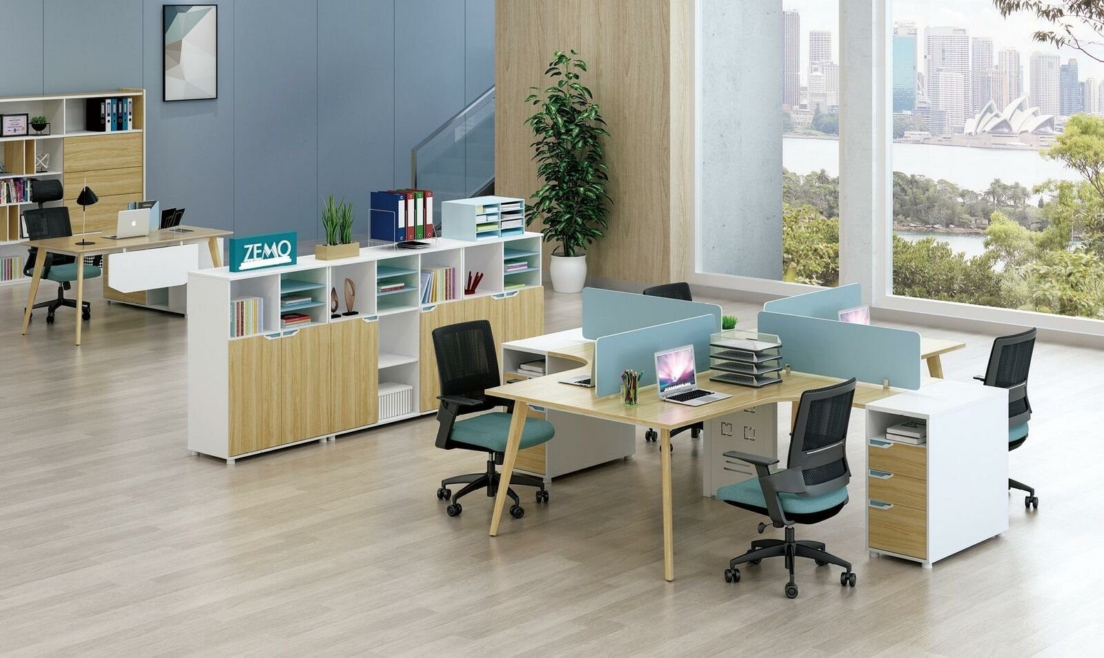 Schreibtisch, Schreibtisch JVmoebel Möbel Arbeitsplätze 4 Callcenter Büro Einrichtung