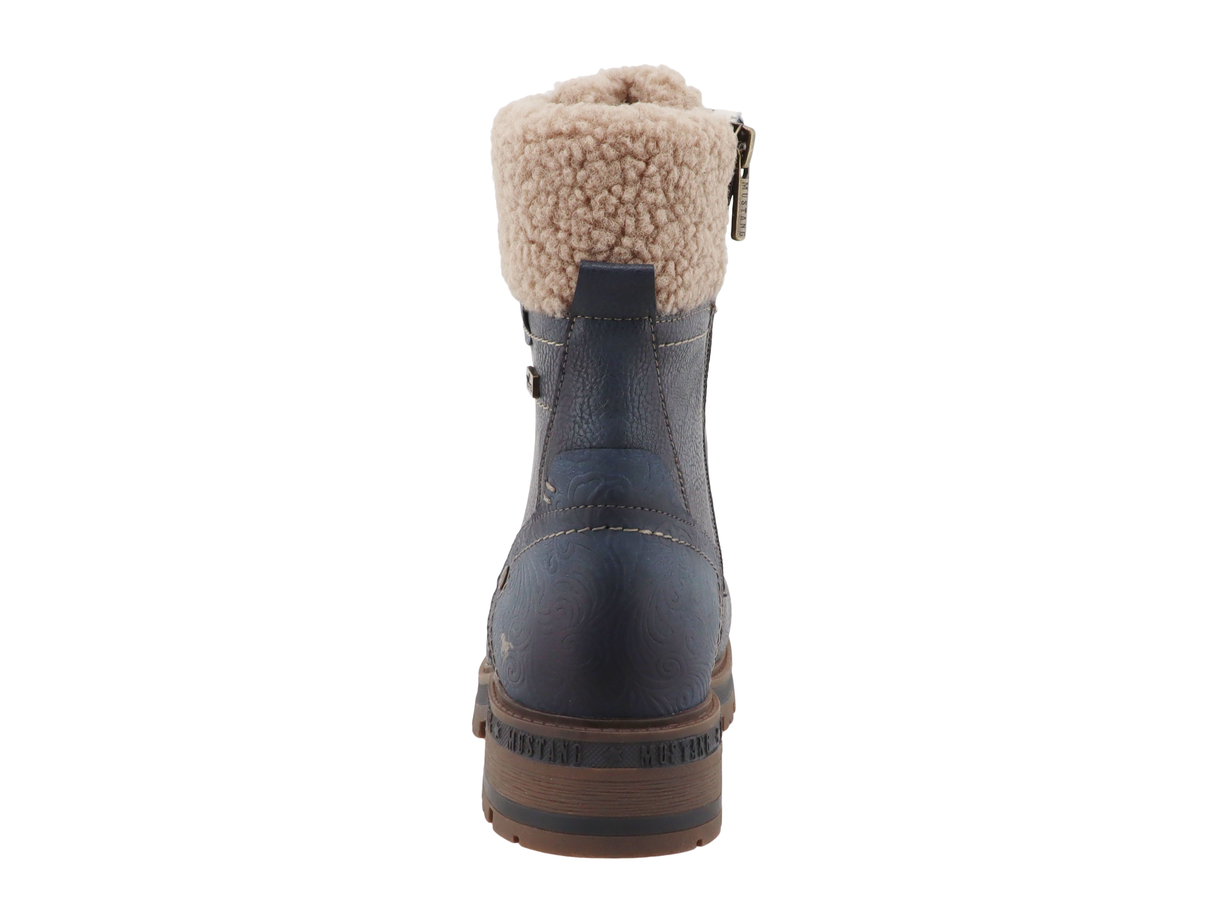 Mustang Shoes Stiefel Winterboots Blockabsatz, Schnürboots mit Warmfutter-Krangen – Bild 2 von 4