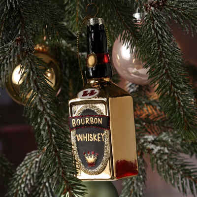 MARELIDA Christbaumschmuck Weihnachtsbaumschmuck BOURBON WHISKEY Flasche Glas H: 14,2cm