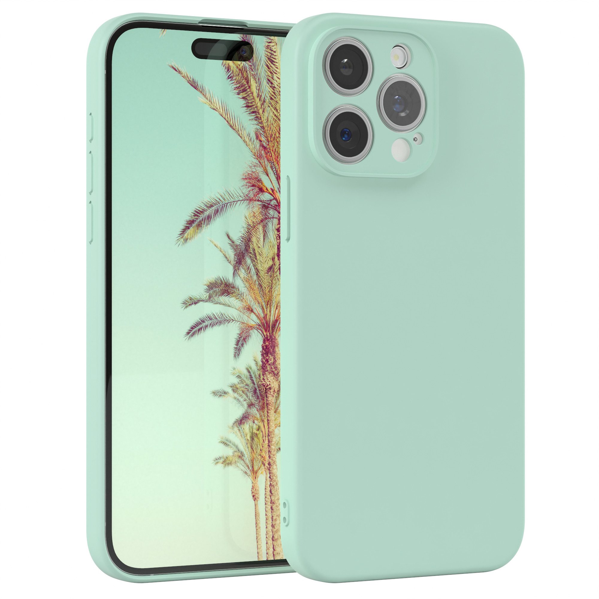 EAZY CASE Handyhülle für Apple iPhone 15 Pro Max Hülle Silikon 6,7 Zoll, Hülle Silikon kratzfest Smart Slimcover Bumper Case Etui Mint Grün