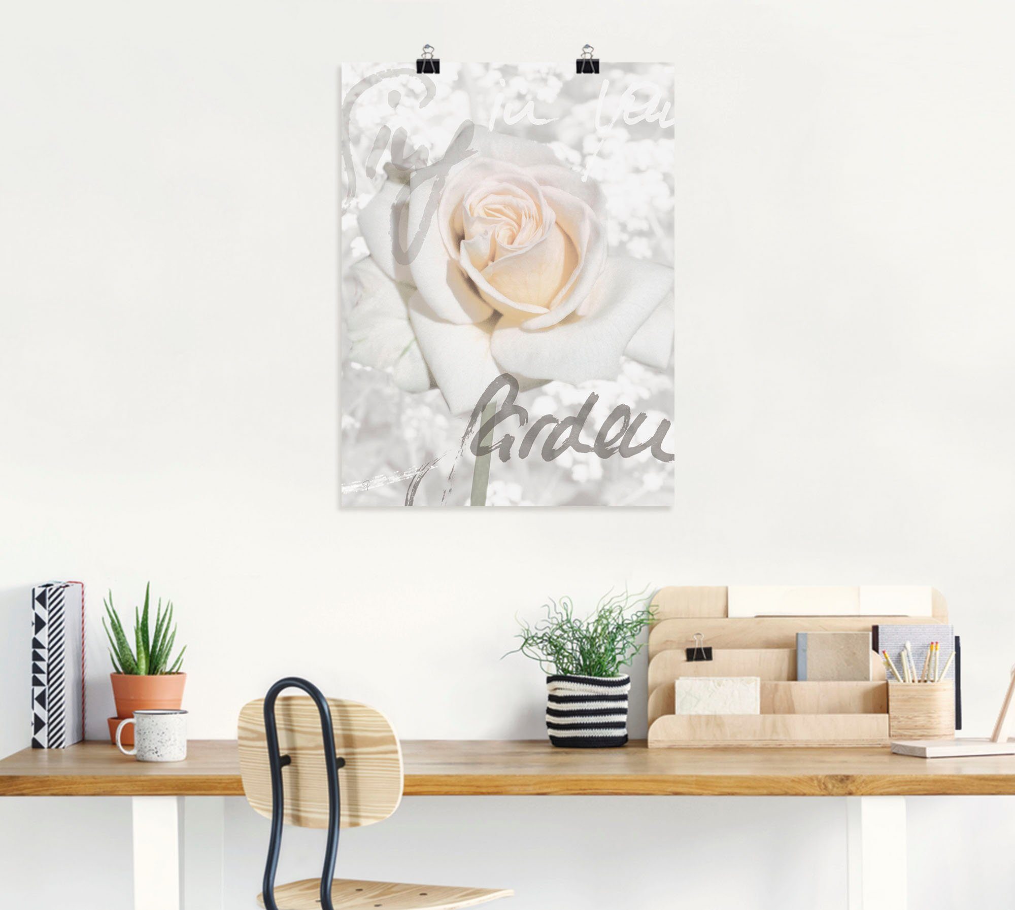 - versch. Rose, In Wandaufkleber als Blumen Artland Lettern in Wandbild (1 oder Poster Leinwandbild, St), Größen Alubild,