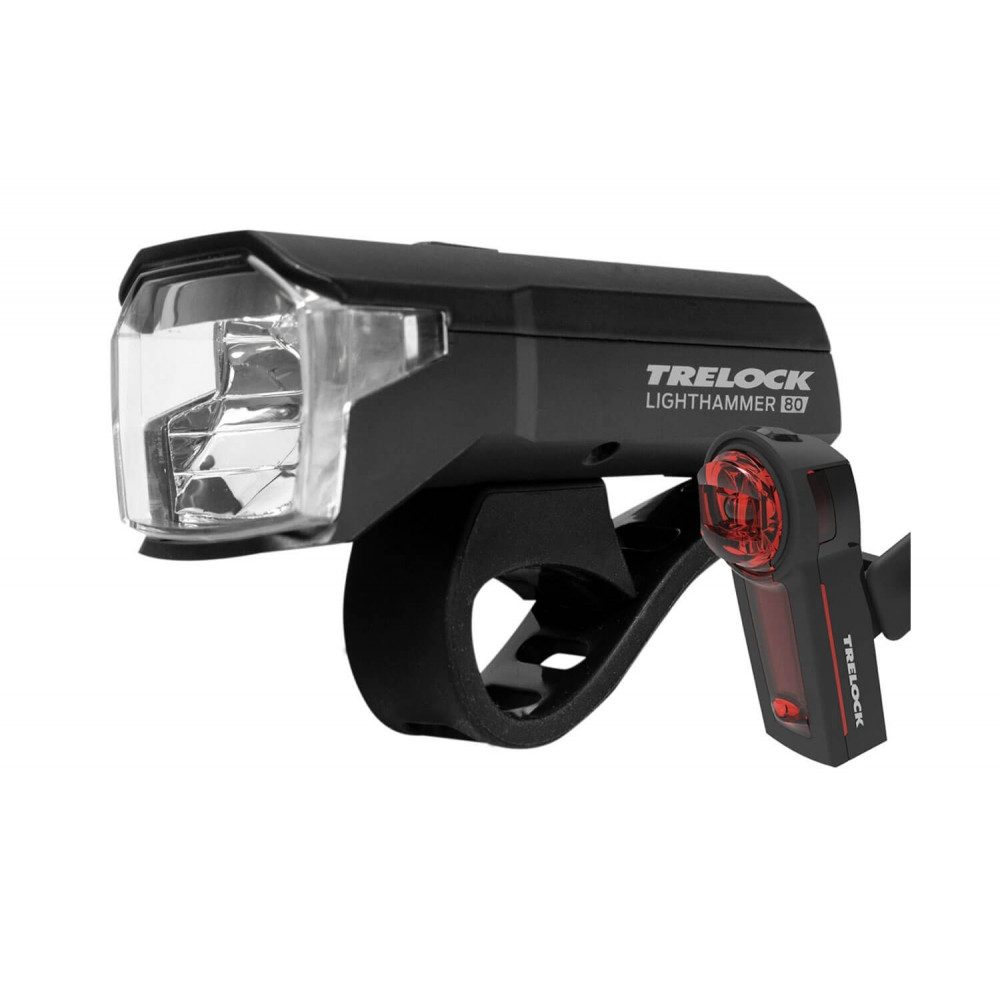 Trelock Fahrradbeleuchtung LS 480 Beleuchtungsset mit 80 Lux für Fahrräder