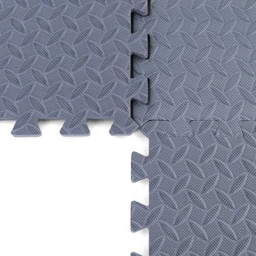 RAMROXX Bodenschutzmatte Riffelblech Puzzle Sportmatte Grau 61x61cm 10mm 4 Stück