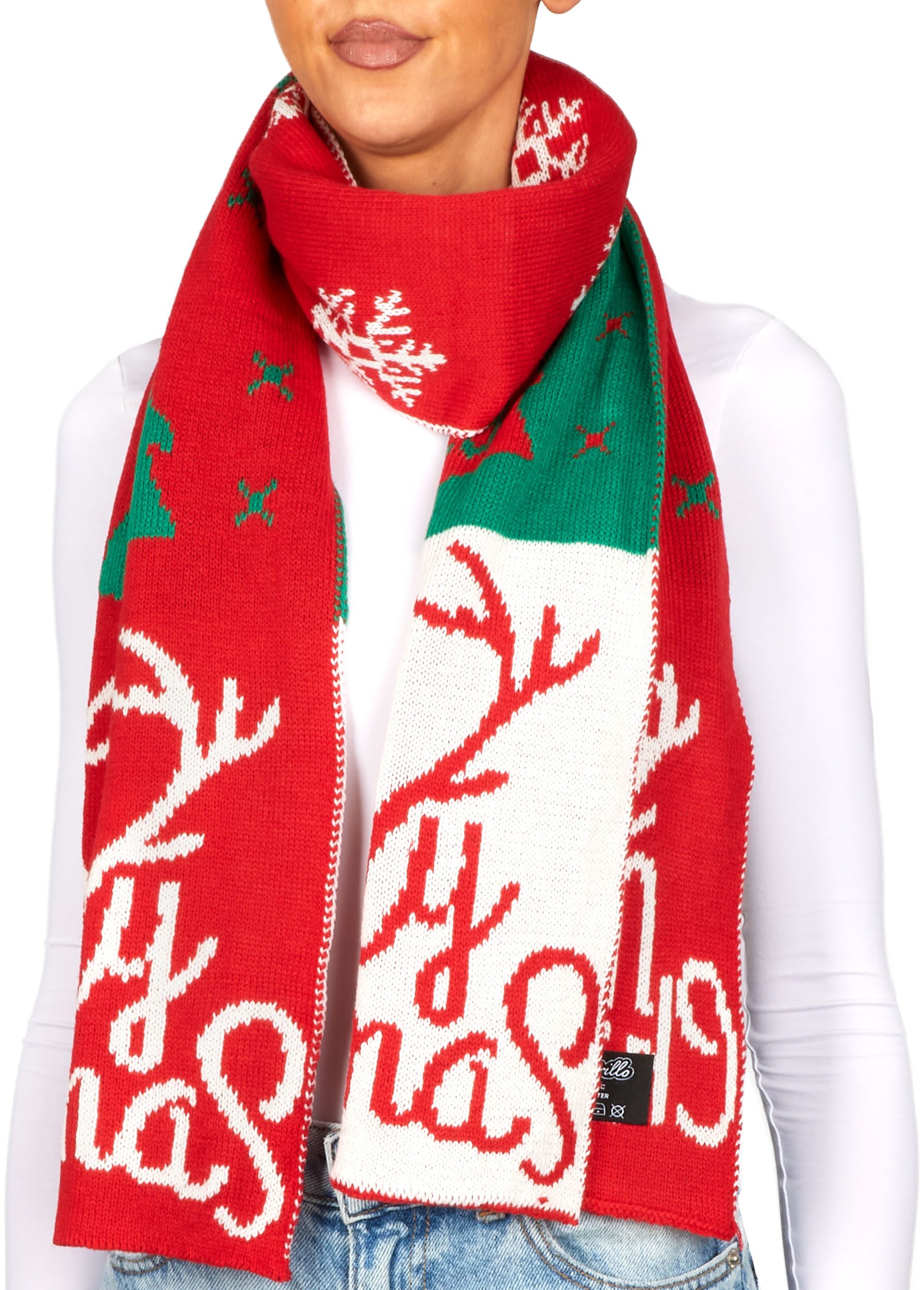 BRUBAKER Schal Cashmirillo Weihnachtsschal für Damen und Herren - Merry Christmas, (Weihnachten Schal, 1-St. Damenschal mit weichem Kaschmir-Gefühl), 70 x 200 cm - Warm & Kuschelig für Herbst & Winter - Winterschal