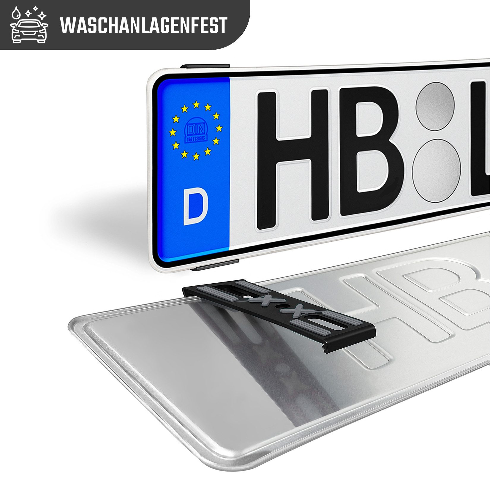 L & P Car Design Kennzeichenhalter für Auto rahmenlos universell unsichtbar, (2 Stück) – Bild 3 von 5