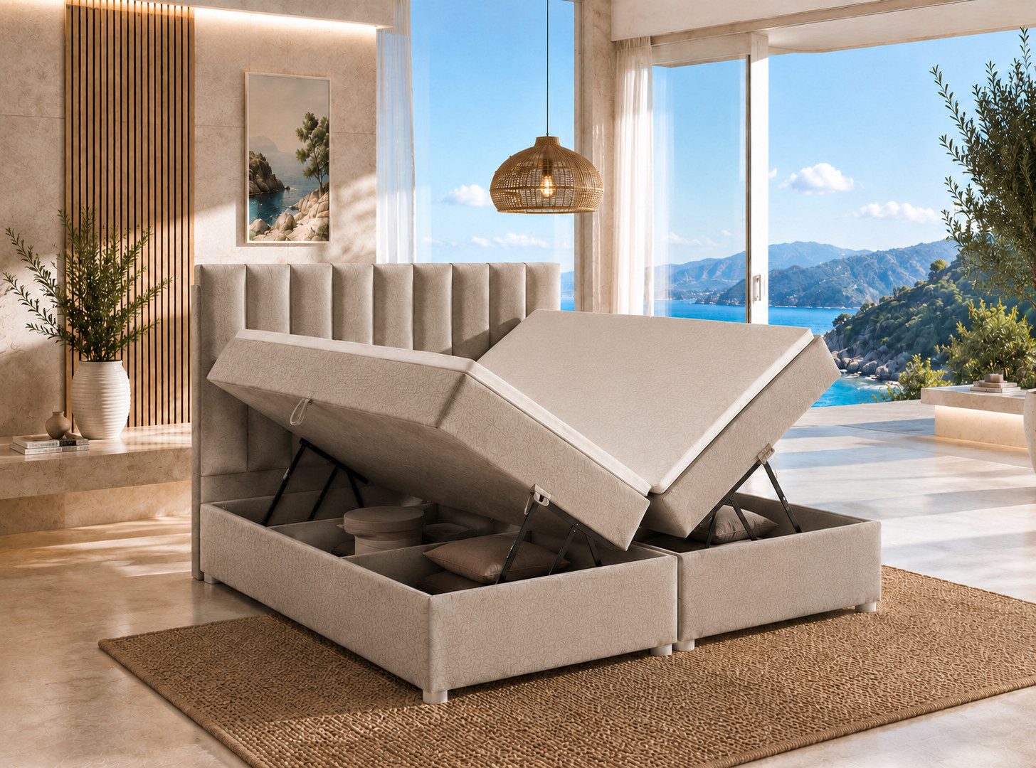 Best for Home Boxspringbett Trinity K-10 mit zwei Bettkasten Premium mit Komfort Topper – modern (Doppelbett mit Stauraum, Federkernmatratze, gepolstertes Kopfteil, Doppelbett versch. Größen, 140x200 160x200 180x200 200x200 cm), Handwerksqualität, TOP Preis-Leistungs-Verhältnis