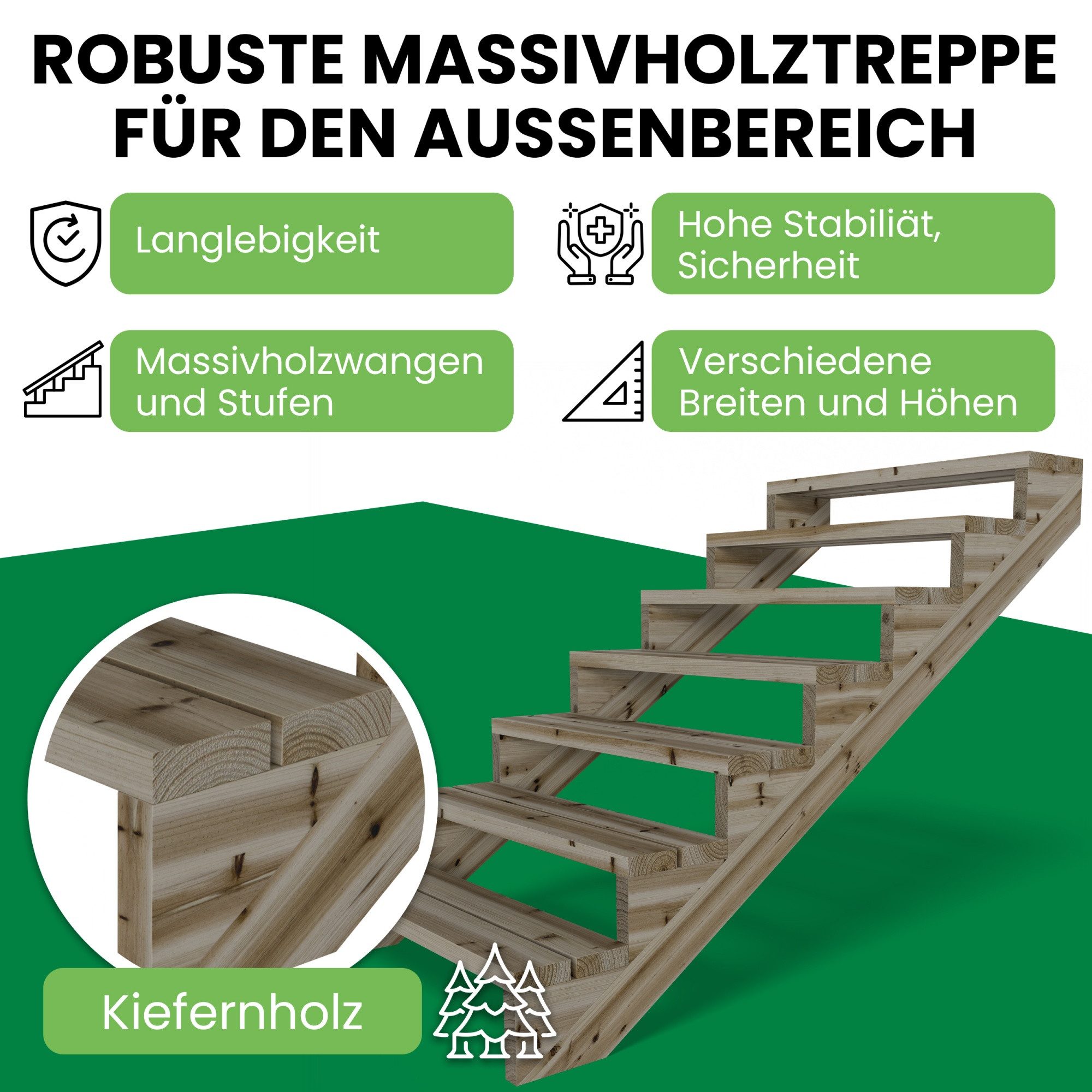 Gartenwelt Riegelsberger Außentreppe Terrassentreppe Kiefer kesseldruckimpr günstig online kaufen