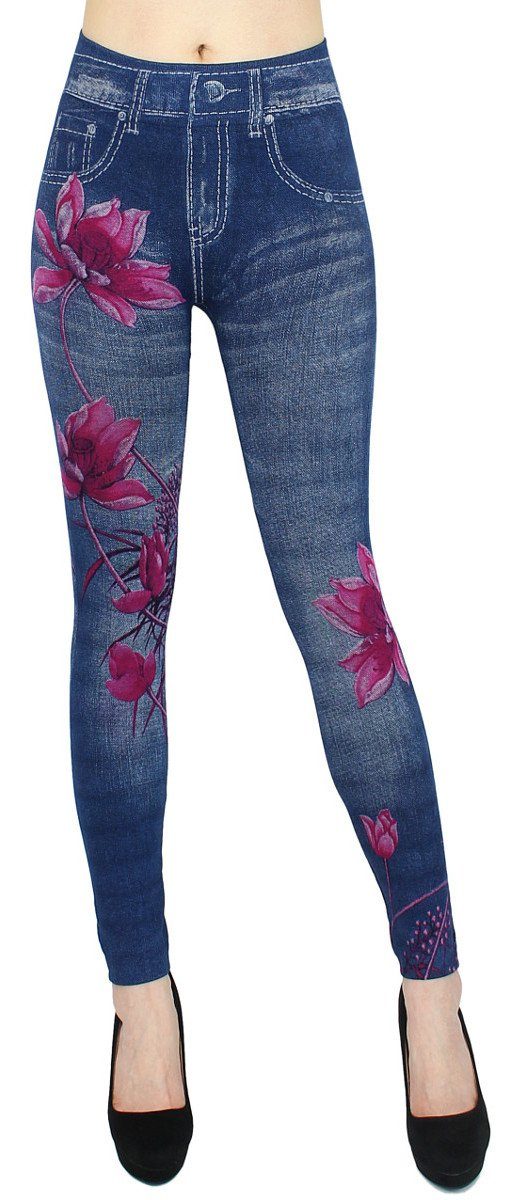 dy_mode Jeggings Damen Jeggings High Waist Leggings in Jeans Optik BequemJeansleggings mit elastischem Bund