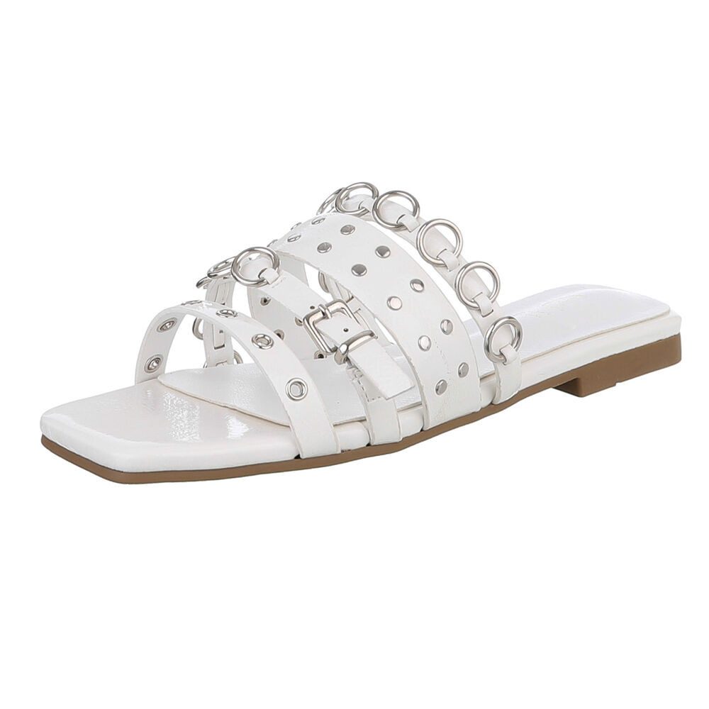 Ital-Design Designer-Sandalen mit Ringen und Nieten für Damen Pantolette (8 günstig online kaufen