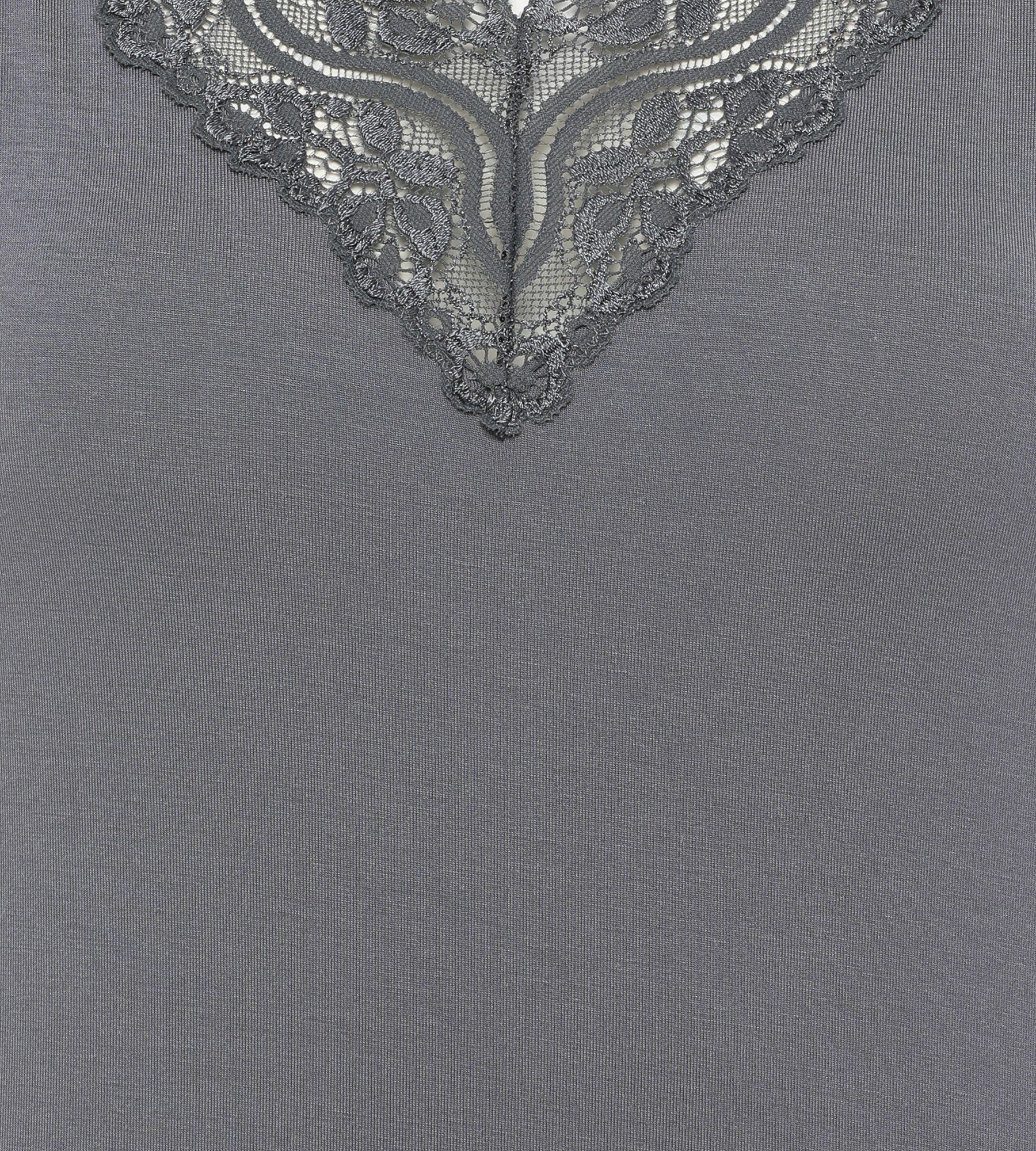2-teilig) grau-altrosa elastisch mit Sleepwear Pure Nachthemd Shape Spitze V-Ausschnitt (Packung, und