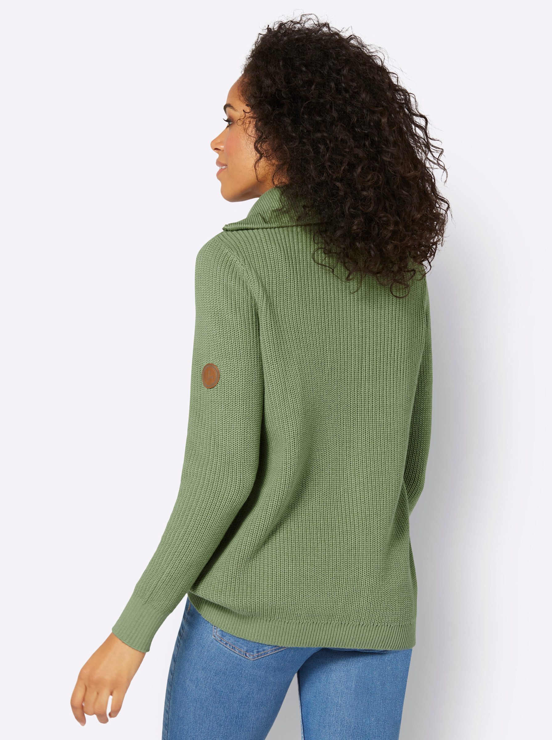 Witt Strickpullover Troyer-Pullover Langarm Rippoptik