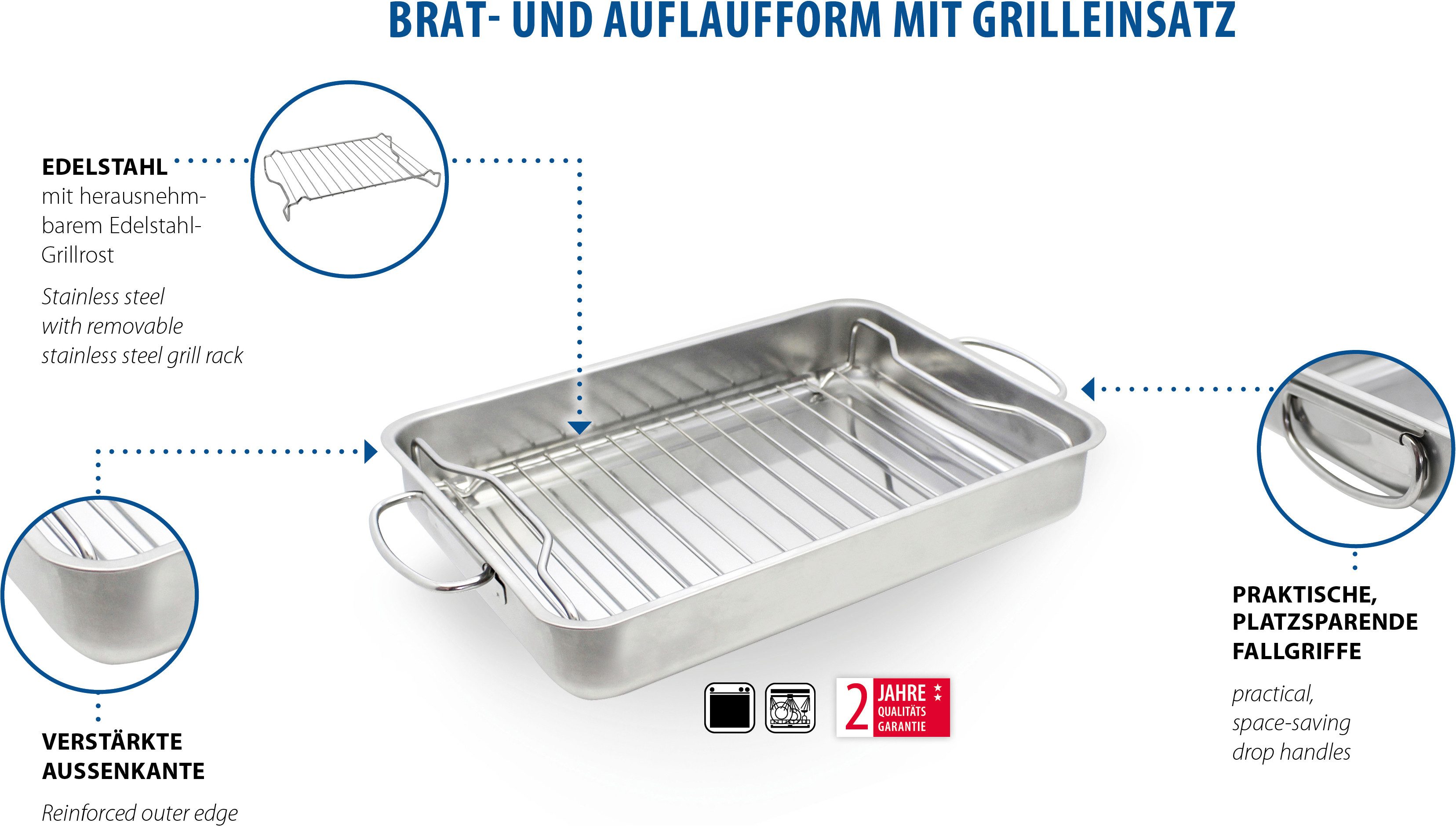 Elo Basic Auflaufform, Edelstahl, (2-St), mit Einsatz