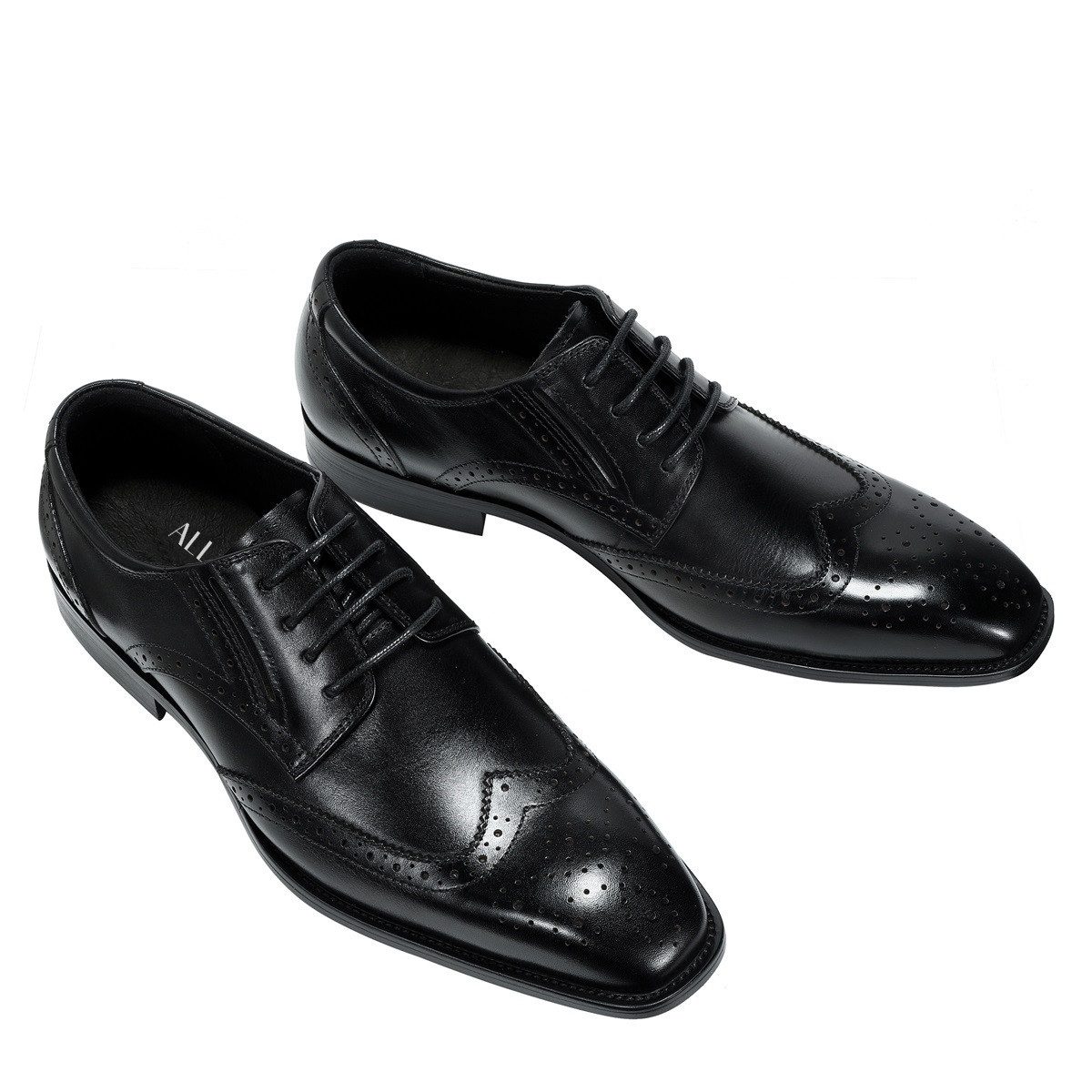 Allthemen Herren Schnürschuhe aus Echtleder mit Brogue Verzierungen Business Schnürschuh echtleder Spitzschuh Herren, Business Freizeitschuhe, mit Gummisohle – Bild 3 von 5