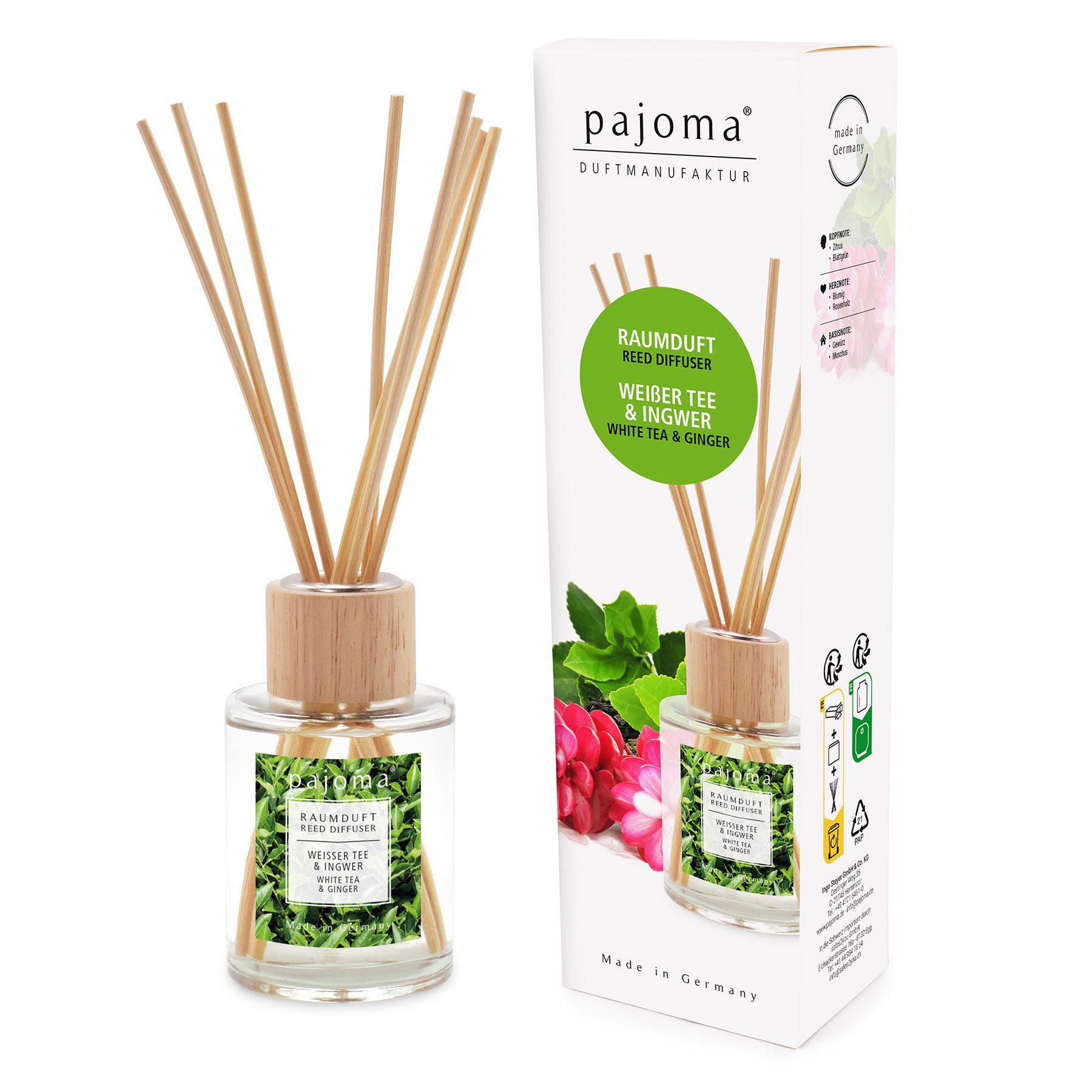 Levandeo® Luftbefeuchter, Raumduft 100ml Weißer Tee Ingwer Lufterfrischer Raumerfrischer