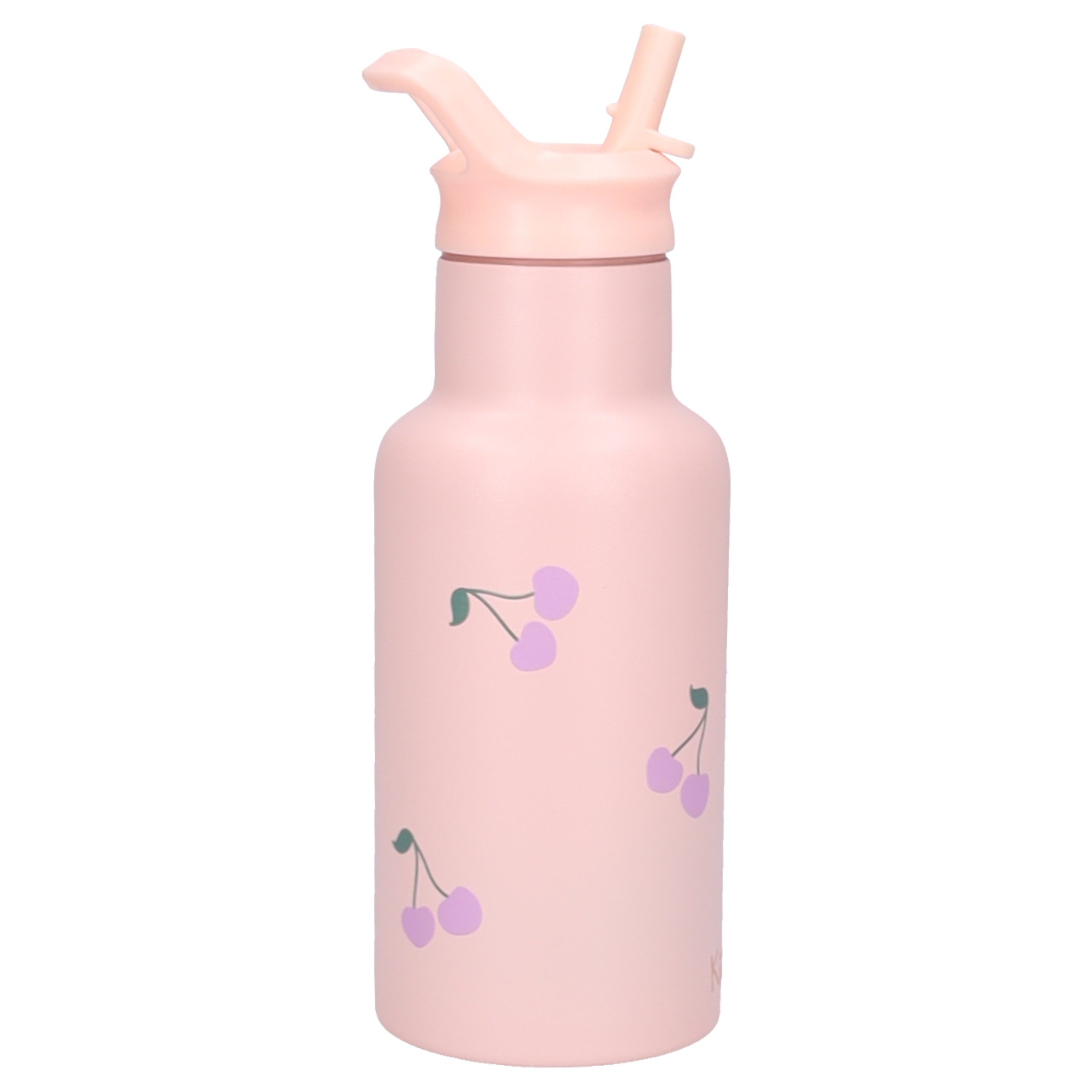 Kidzroom Trinkflasche Nostalgia Kinder 350 ml Edelstahl mit Trinkhalm Rosa