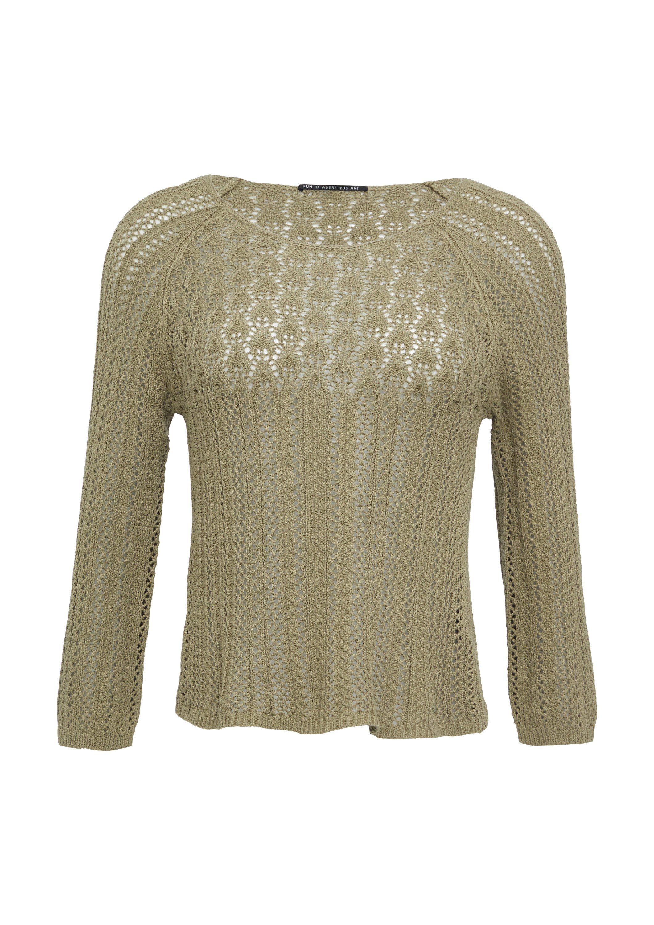 QS 3/4 Arm-Pullover Strickpullover Pullover in Häkeloptik günstig online kaufen