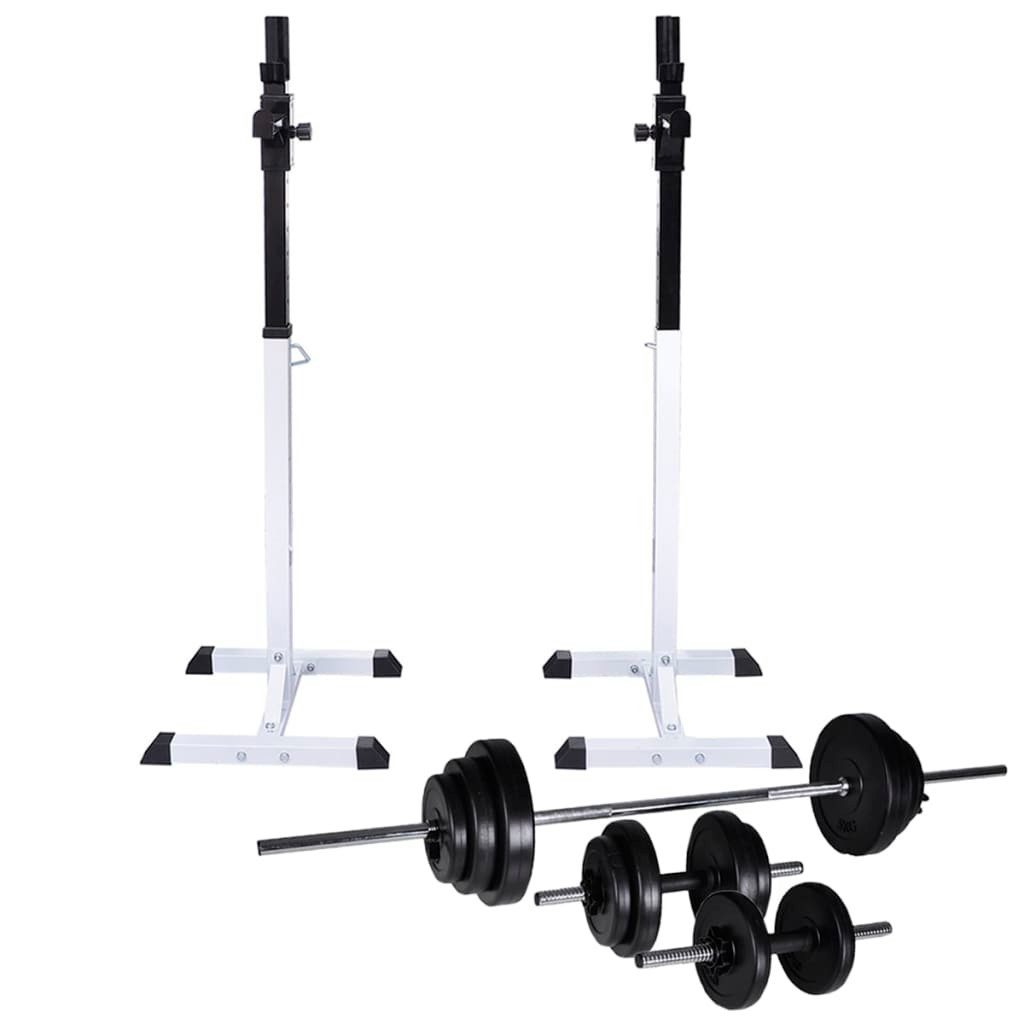 vidaXL Hantel Kniebeugen- Langhantelständer mit Hantel-Set 30,5 kg