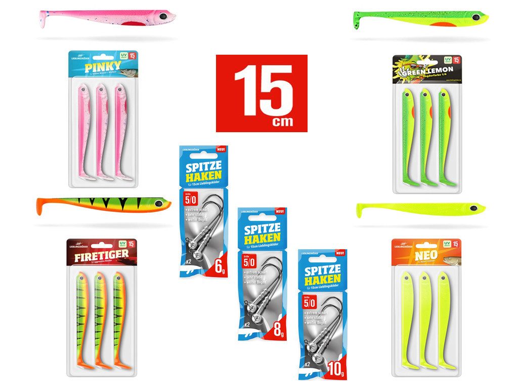 Lieblingsköder Kunstköder Lieblingsköder Sommer Hecht-Set - 15 cm, (Hecht 15 cm, 7-St. Sommerset), Effektiver Lauf, Exzellente Verarbeitung