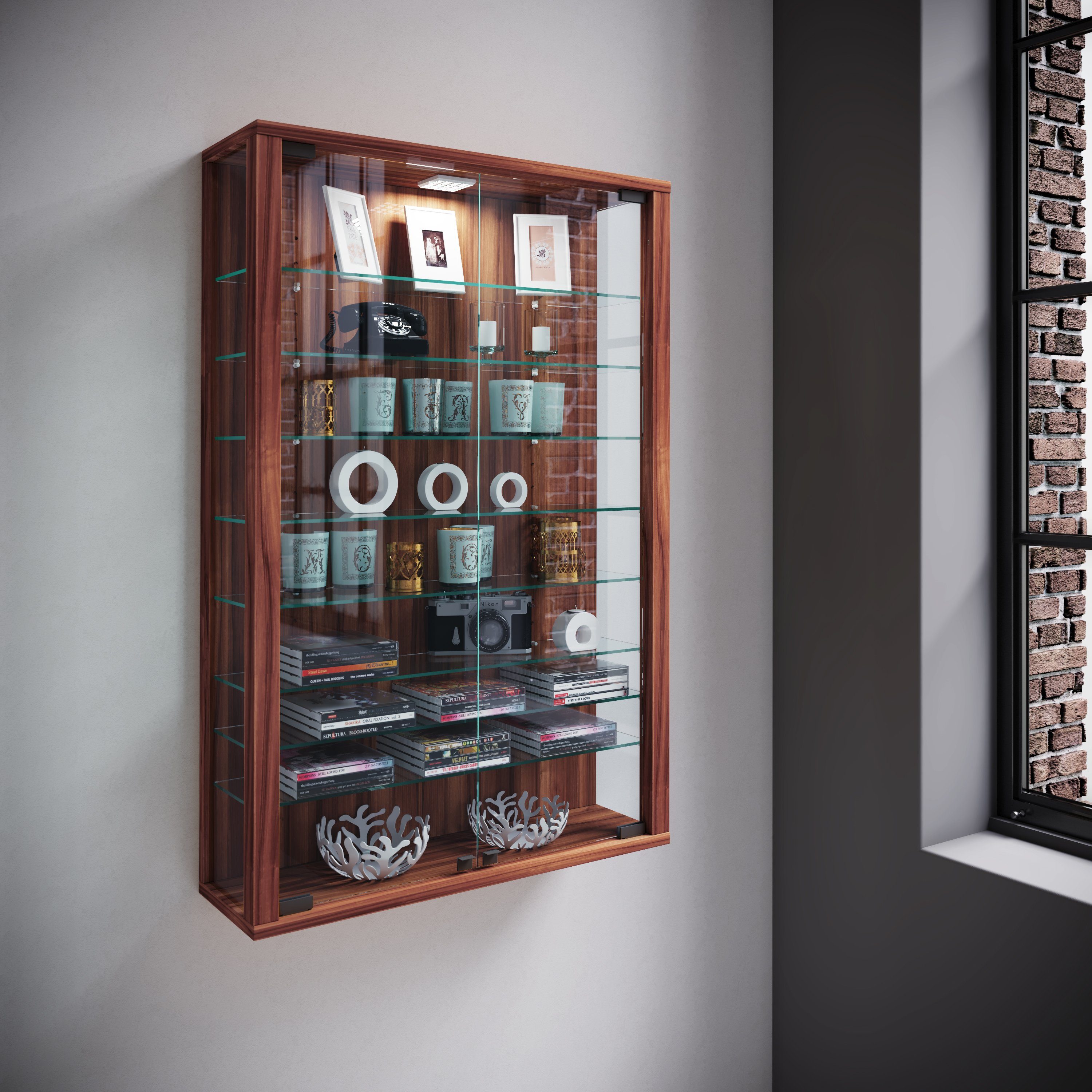 VCM Hängevitrine Vitrosa B. 59 x T. 18 x H. 91 cm Präsentation von Sammlerstücken und Dekoartikeln, Wohnzimmer oder Büro – Bild 4 von 5