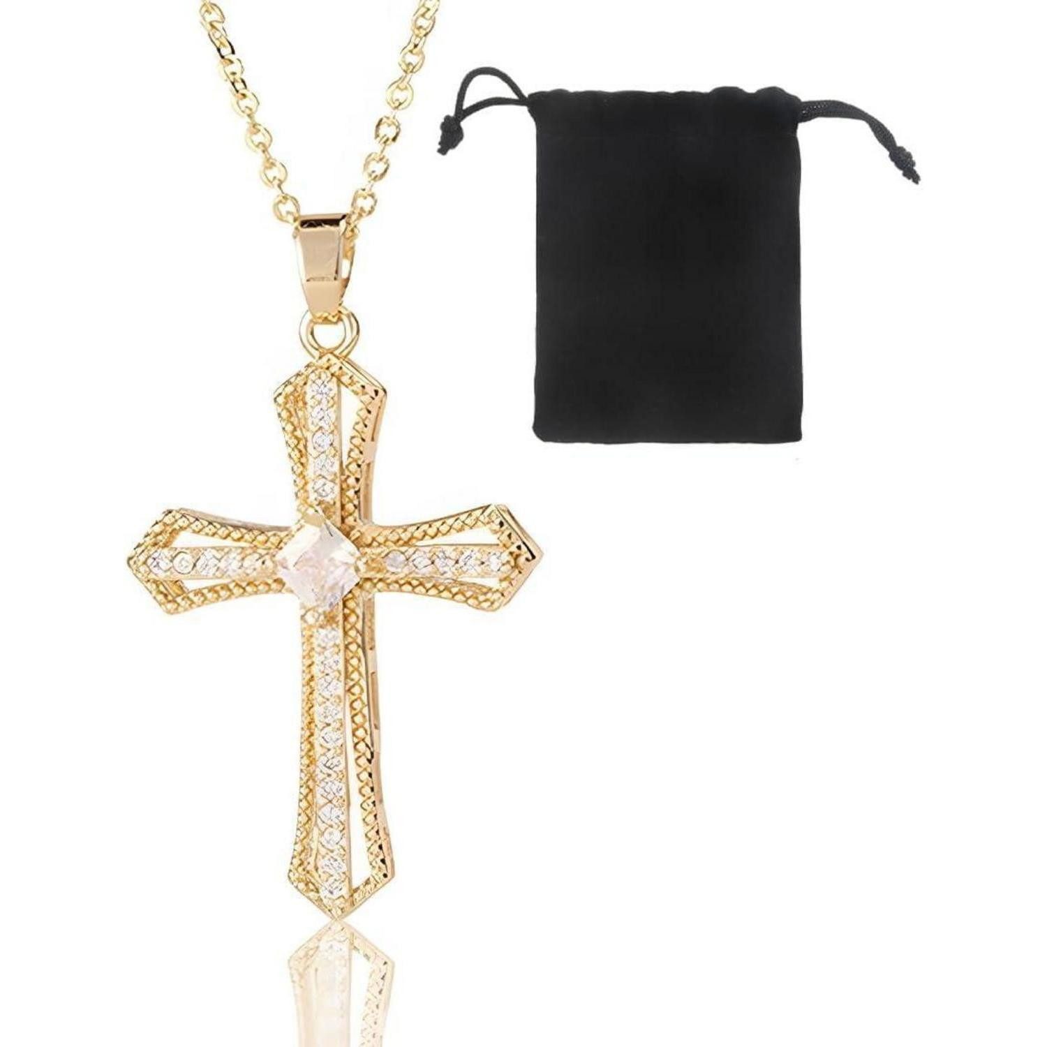 LuxusKollektion Kreuzkette Goldene Kreuzkette für Damen 18K Vergoldete Hypo günstig online kaufen