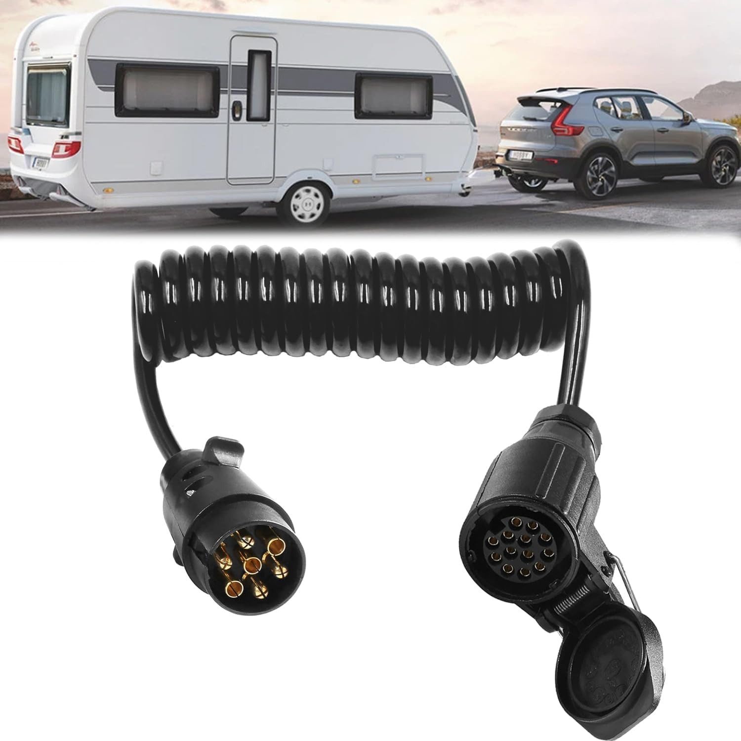BlingBin Adapterkabel Fahrzeug 7-polig auf Anhänger 13-polig Verlängerungskabel Anhänger-Adapter, für Wohnwagen Wohnmobil PKW Anhänger Zubehör