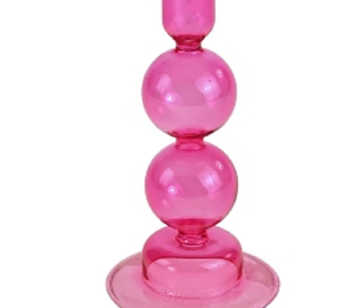 Tisch Windlicht Glas Werner modern pink Kerze cm 19 Voß Deko Bubble Leuchter Kerzen Ständer