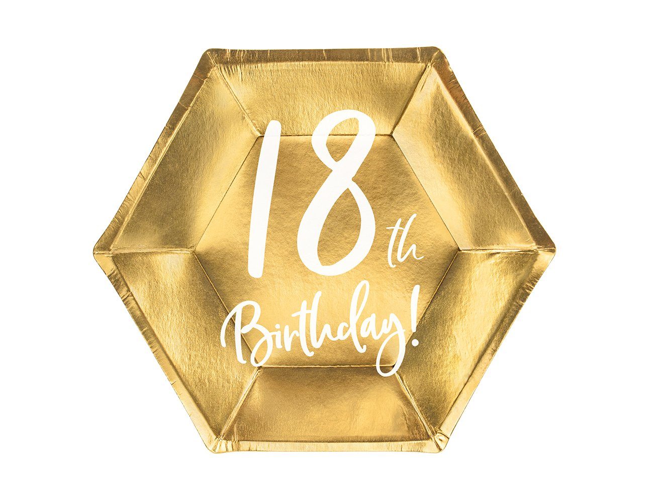 partydeco Pappteller, Pappteller 18th Birthday! 20cm gold 6er Set