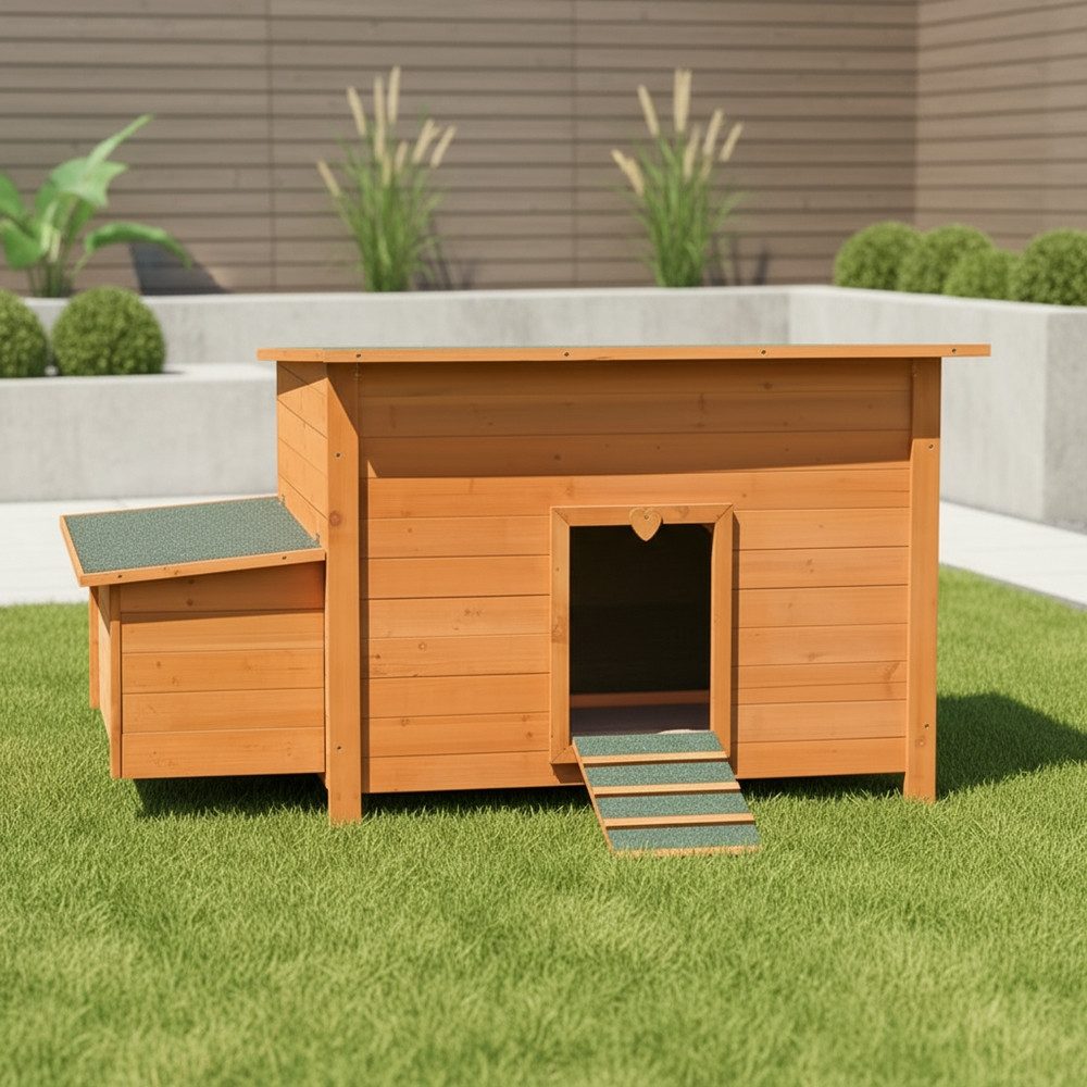 Feel2Home Hühnerstall Hühnerstall Legenest Geflügelvoliere Kleintierhaus Hasenkäfig Freilauf, Aufklappbares Dach