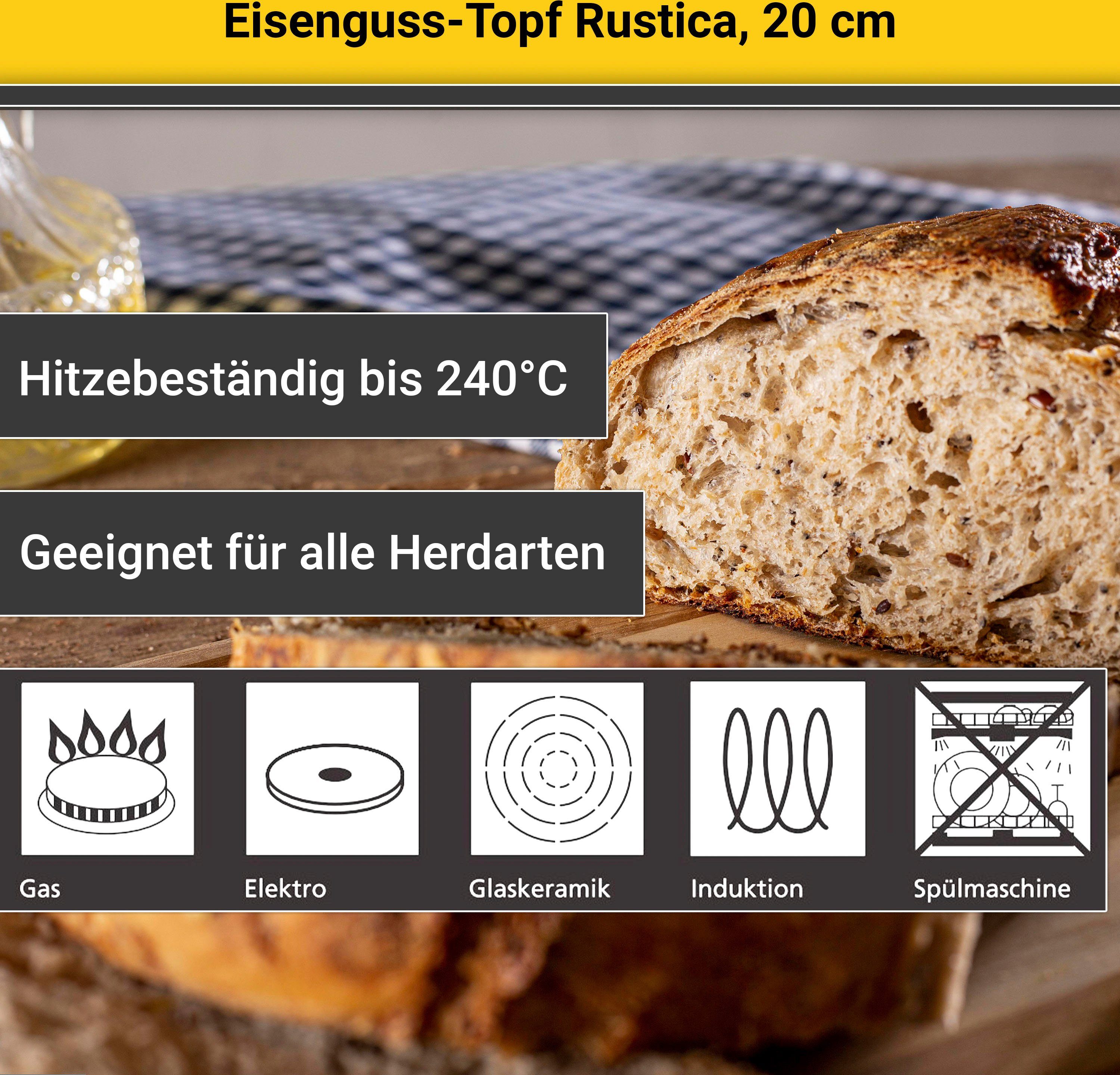 Krüger Fleischtopf Eisenguss Fleischtopf mit Deckel RUSTICA, Gusseisen (1-tlg), für Induktions-Kochfelder geeignet