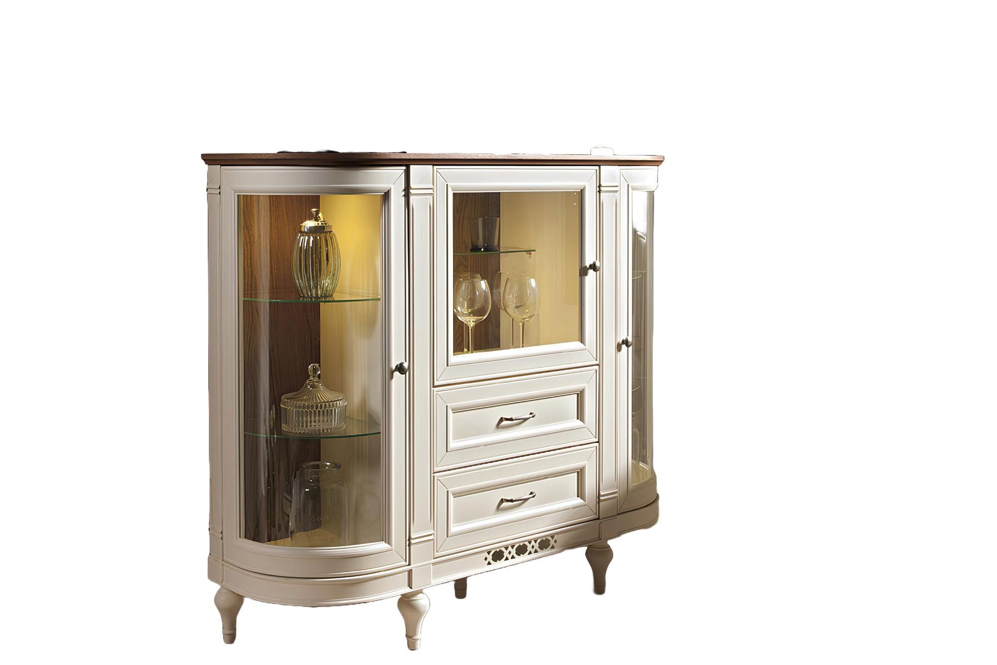 Xlmoebel Vitrine Klassische Kommode Vitrine FL-KB in elegantem Design mit Stauraum (1-St., Model Florenz FL-KB) Hergestellt in Europa