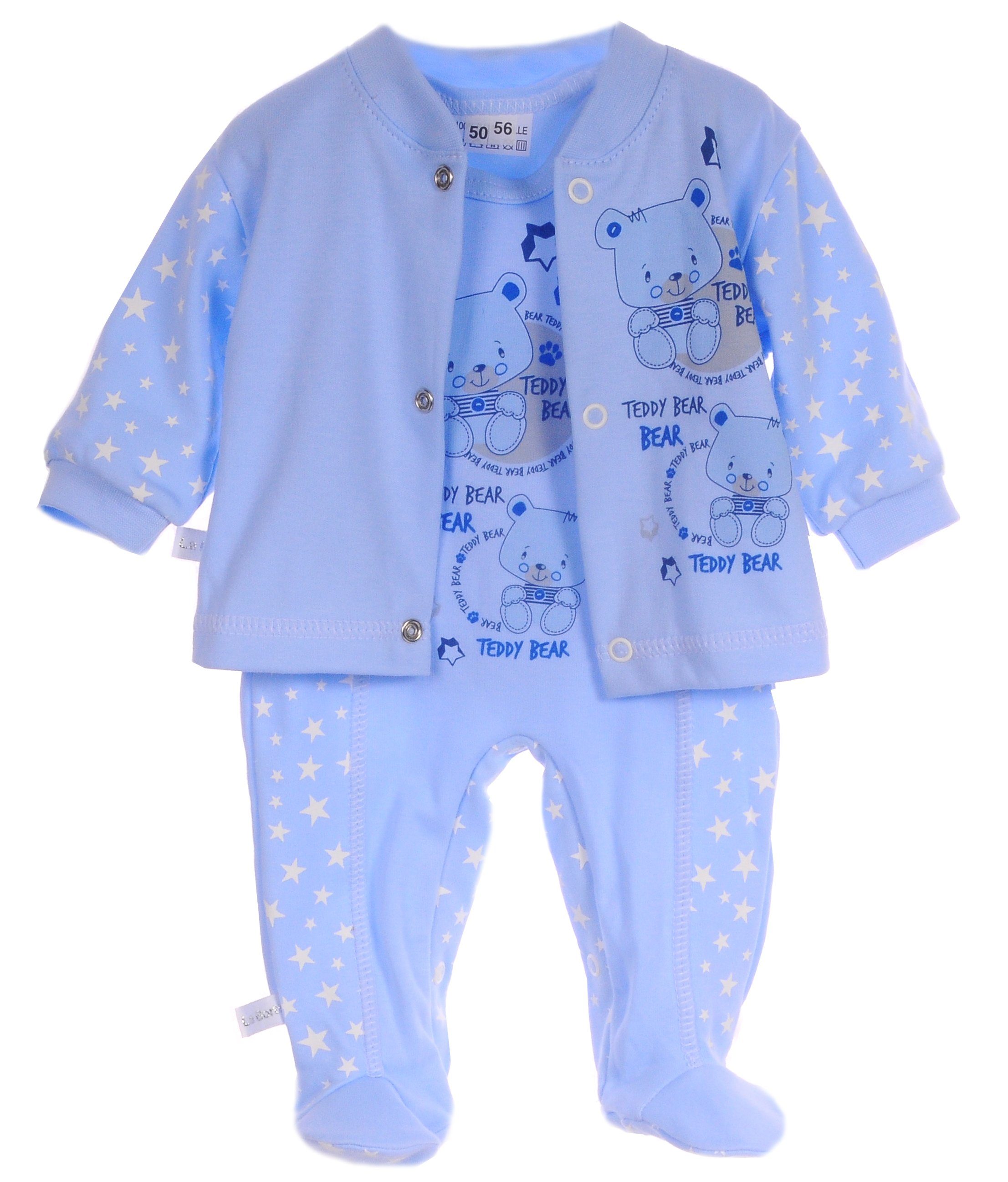 La Bortini Strampler, Jäckchen & Mütze Strampler Mütze und Hemdchen Set Baby Anzug 3tlg aus reiner Baumwolle, 44 50 56 62 68 74