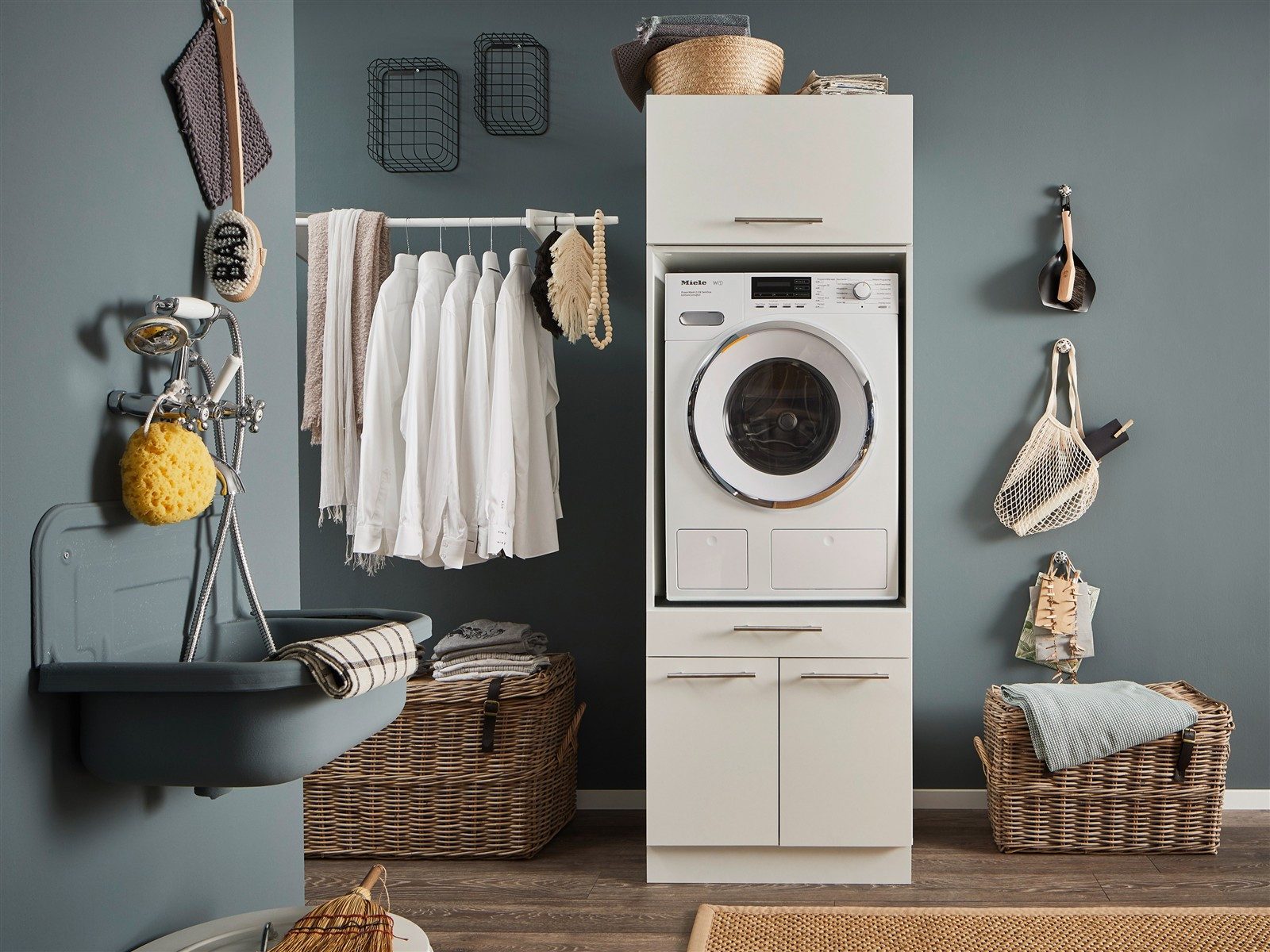 freiraum Mehrzweckschrank-Set LAUNDREEZY, in weiß, Holzwerkstoff - 67,5x200x67,5 (BxHxT)