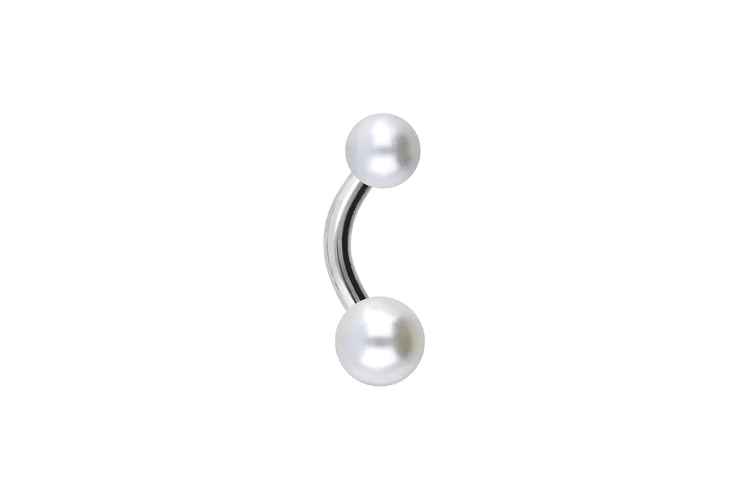 PIERCINGLINE Bauchnabelpiercing Chirurgenstahl Mini Bananabell SYNTHETISCHE PERLEN (Bananabells, 1-tlg)