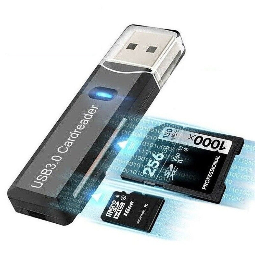 SpionProfi Speicherkartenleser USB 3.0 Kartenleser Stick Kartenlesegerät Micro SD SDHC XC Adapter, USB 3.0 Kartenleser für Micro SD, SDHC, SDXC und SD Speicherkarten