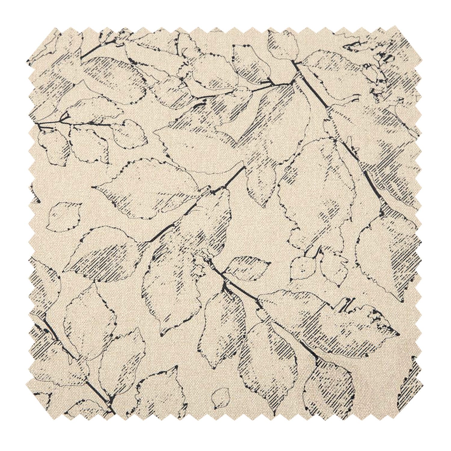novely® Stoff MALCHIN GRACE - Polsterstoff im Leinenlook mit Blätter-Print, Strapazierfähig, Kuschelweich, Meterware, 1lfm