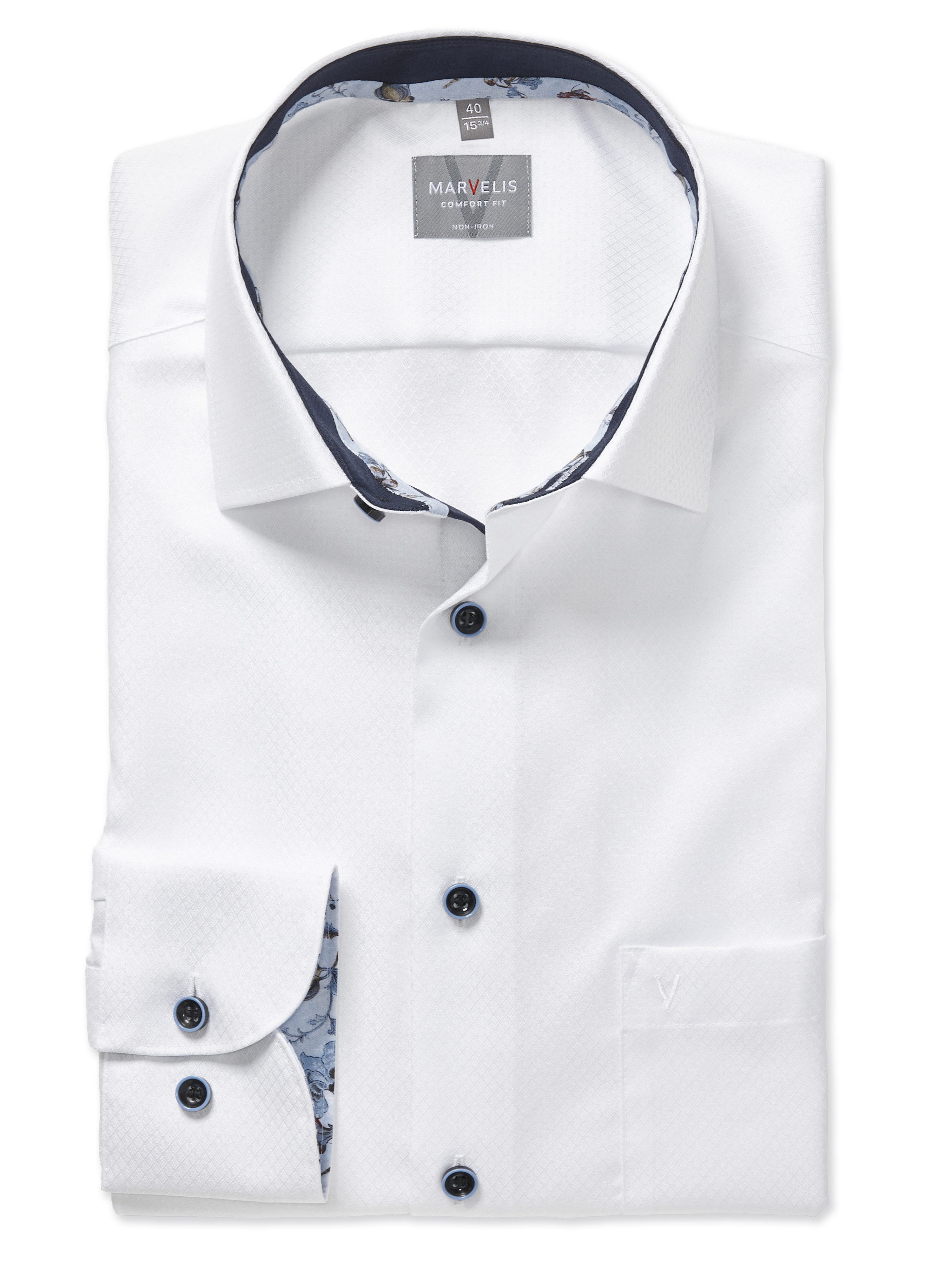 MARVELIS Langarmhemd Businesshemd, New-Kentkragen, comfort fit