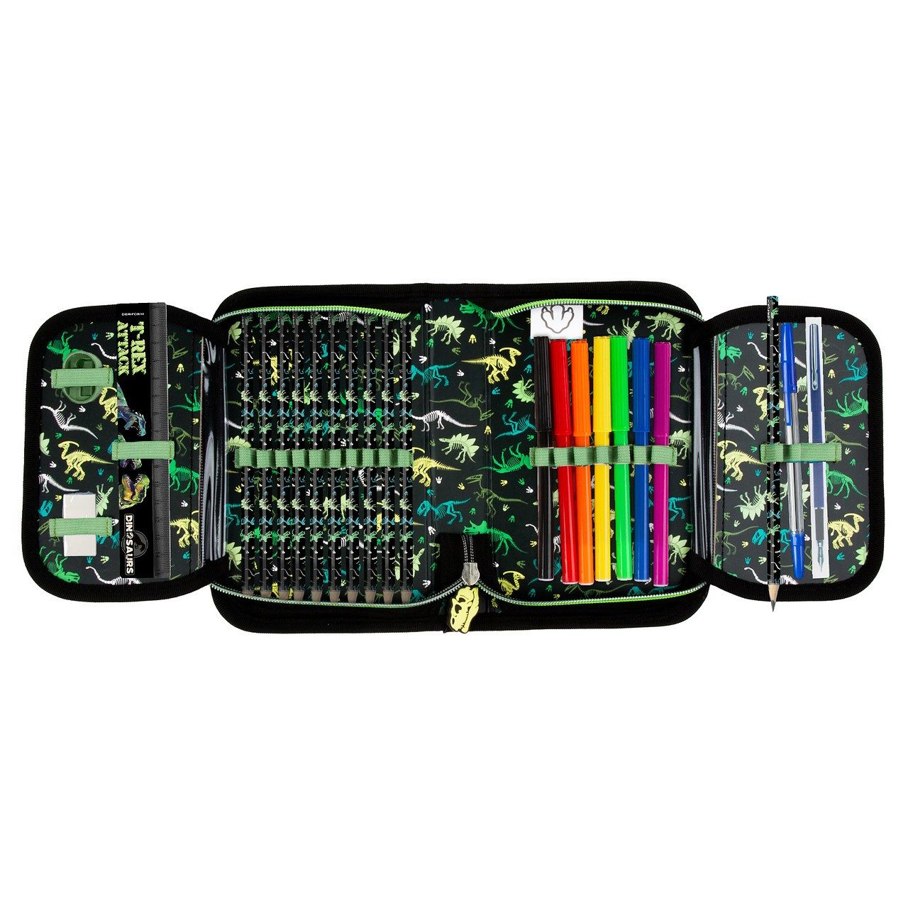 DERFORM Federtasche Dino Federmäppchen Federmappe Stifte gefüllt Mäppchen Dinosaurier, (22-tlg., 22 Teile), Gigantosaurus