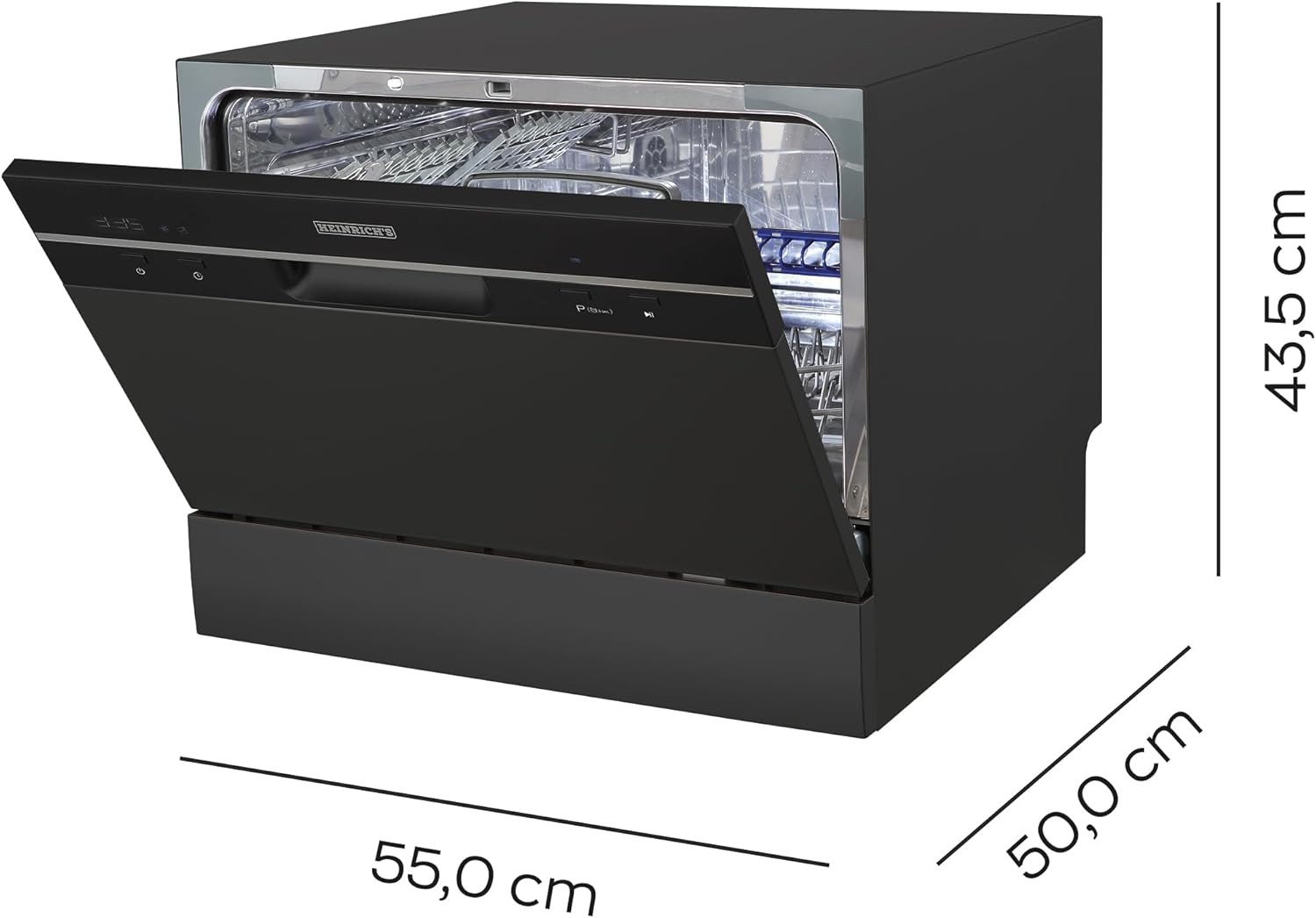 Heinrich´s Tischgeschirrspüler HTG 8840 schwarz, 6,5L Wasserverbrauch, mit Wasseranschluss