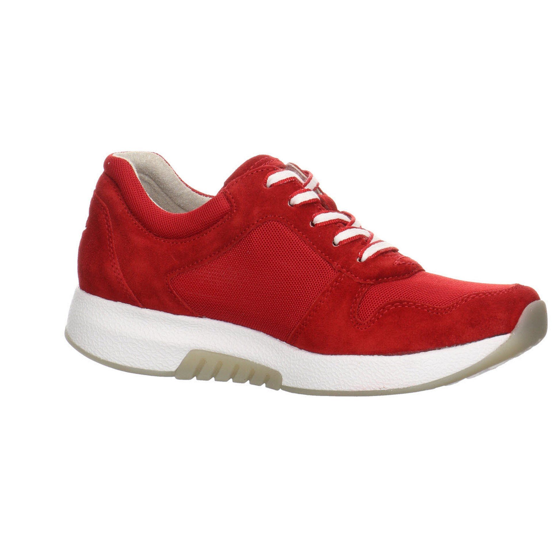 Gabor Damen Sneaker Schuhe Rollingsoft Lederkombination Schnürschuh Schnürschuh red