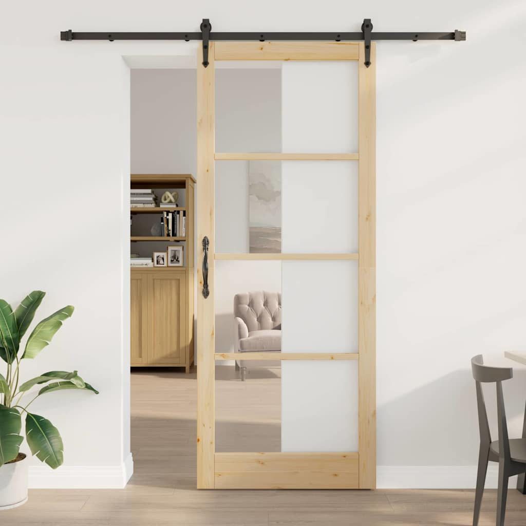 vidaXL Haustür Schiebetür ORKDAL Natur 93 x 232 cm Massivholz Kiefer und Glas (1-St)