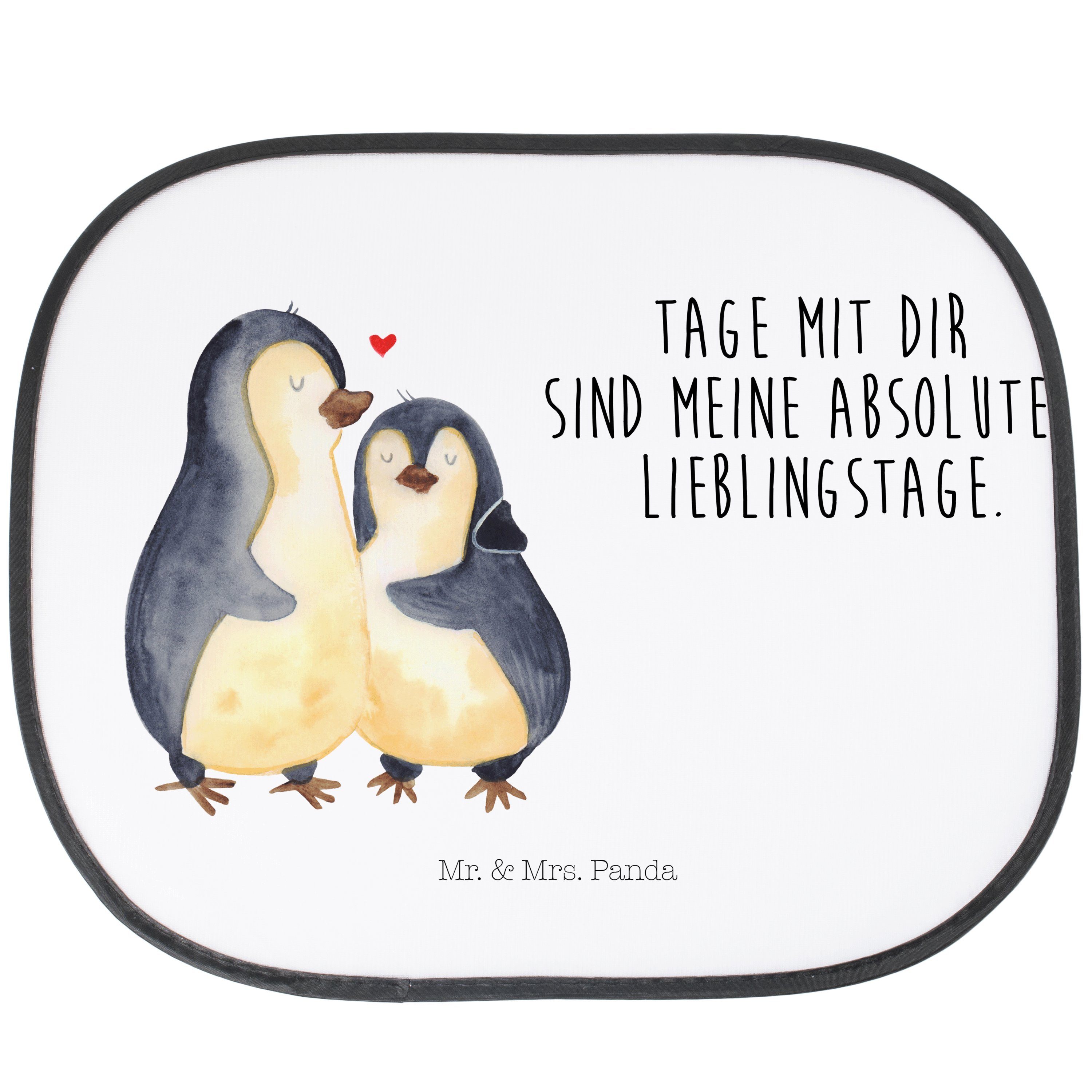 Sonnenschutz Pinguin umarmend - Weiß - Geschenk, Umarmung verliebt, Liebespaar, Li, Mr. & Mrs. Panda, Seidenmatt