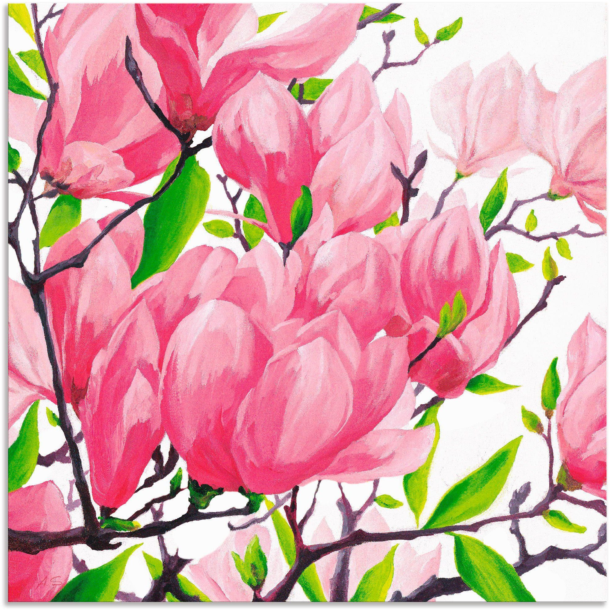 Poster Größen versch. Wandbild Leinwandbild, Artland (1 Pinke Alubild, Wandaufkleber als Blumen oder in Magnolien, St),