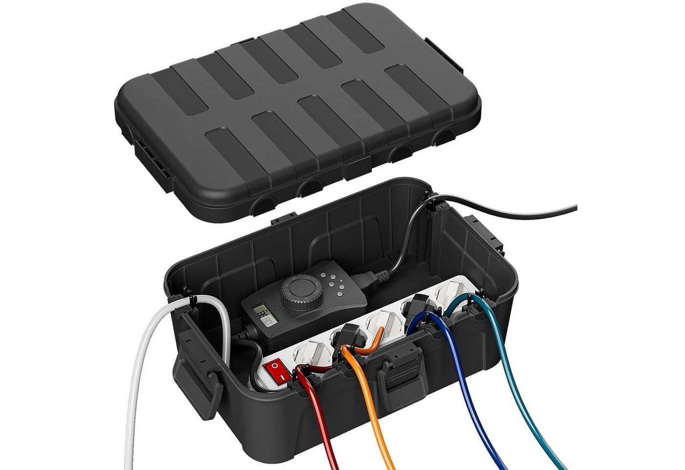 TUWENA Kabelführung Große Kabelbox, IP54 wasserdicht, wetterfester Elektrokasten, zum Schutz von Verlängerungskabel, Steckdosenleisten, Außensteckern