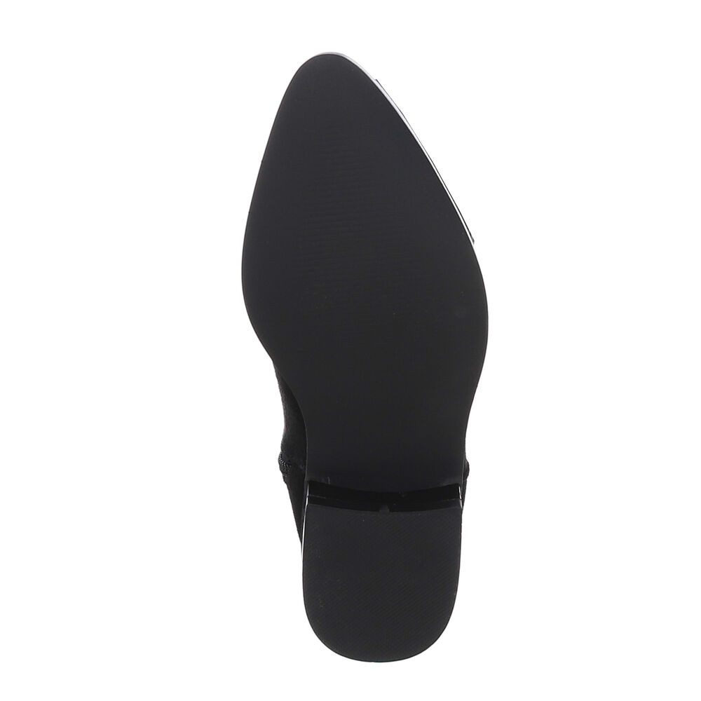 Ital-Design Elegante Knöchelstiefel aus hochwertigem Material für Damen Stiefel (78544586) Blockabsatz Flache Stiefel in Schwarz