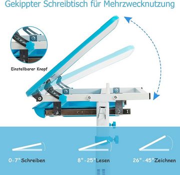 KOMFOTTEU Schreibtisch mit Stuhl (Set), höhenverstellbare & neigbare Tischplatte