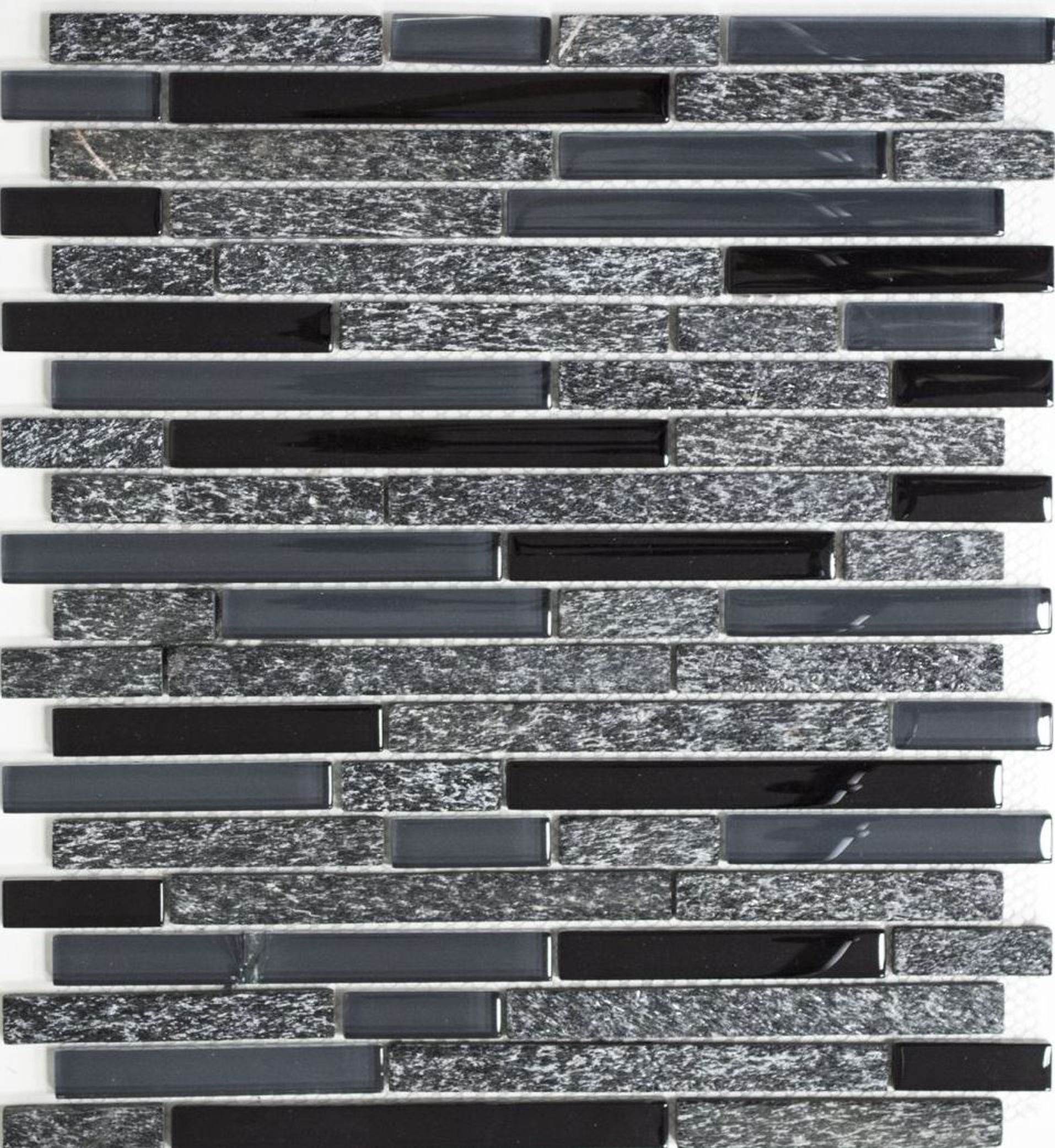Mosani Mosaikfliesen Glasmosaik Naturstein Stäbchen Mosaik grau schwarz dunkelgrau