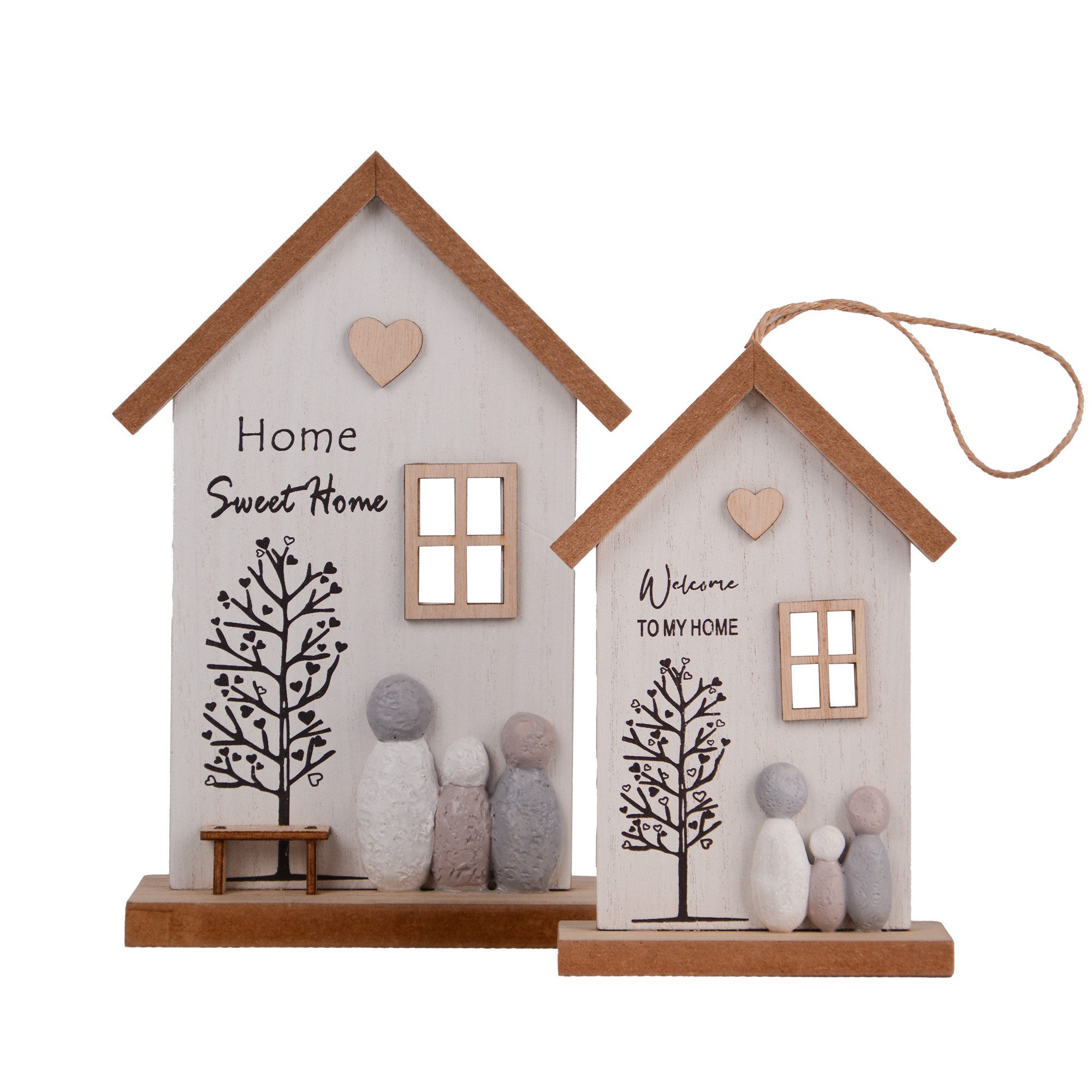 UNUS HOME Wanddekoobjekt Holzaufsteller Holzaufhänger (natur), Hausform aus günstig online kaufen