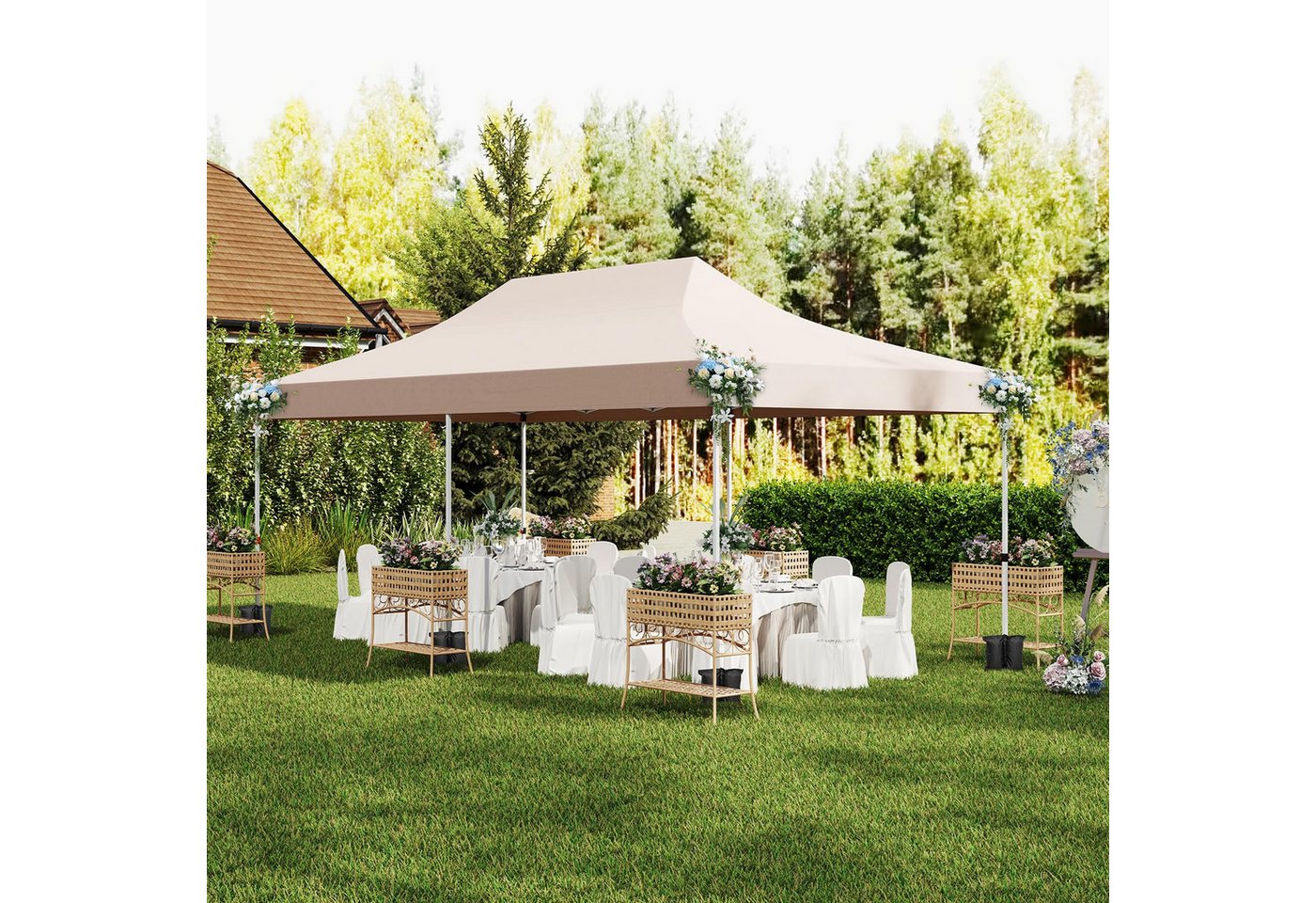 Thumbnail - COSTWAY Pavillon 3 x 6m Faltpavillon, mit 6 Seitenteilen, mit 6 abnehmbaren Seitenwänden