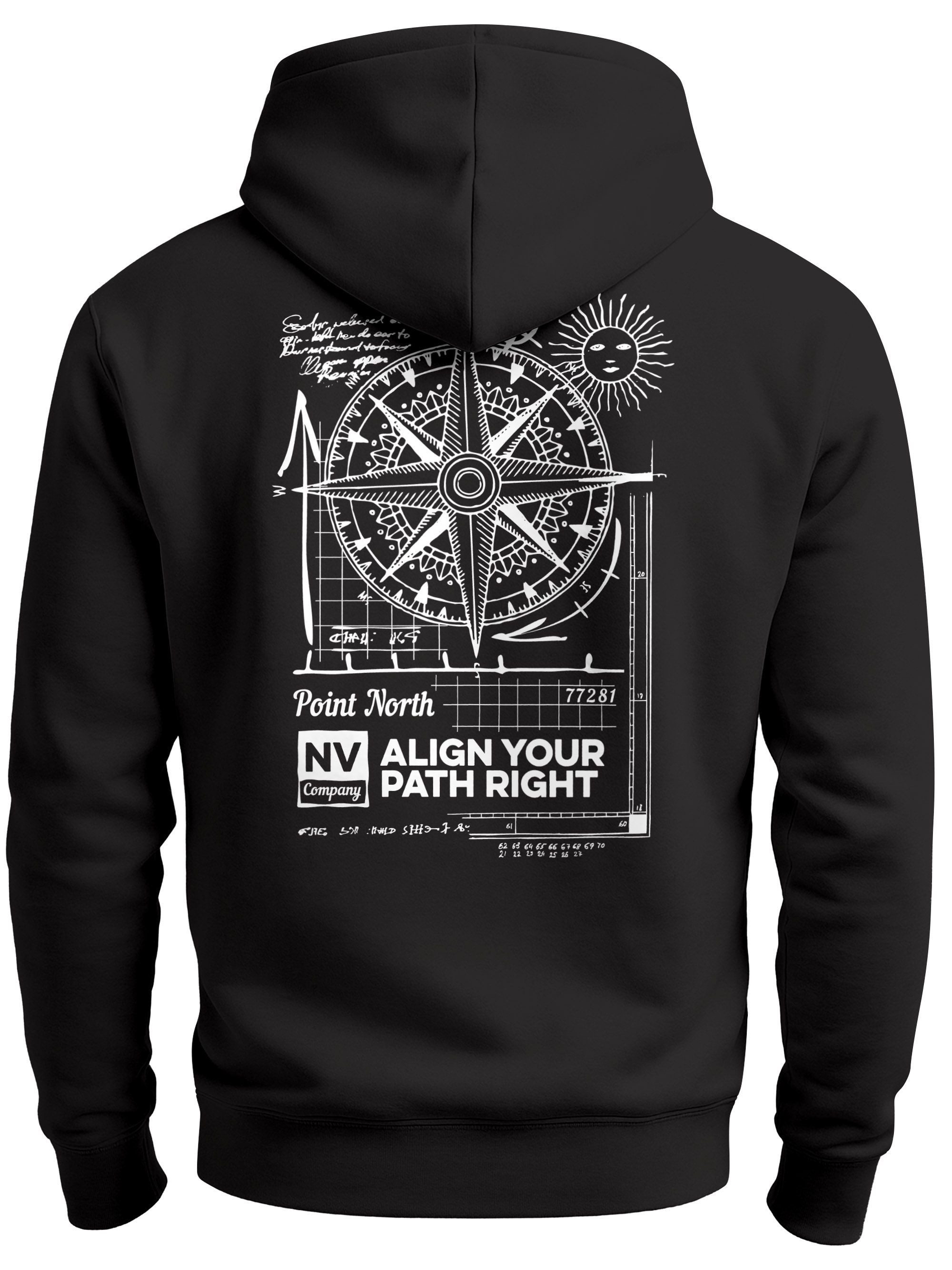 Sweatjacke Herren Sweatjacke Backprint Kompass Zipjacke Zip-Hoodie Männer