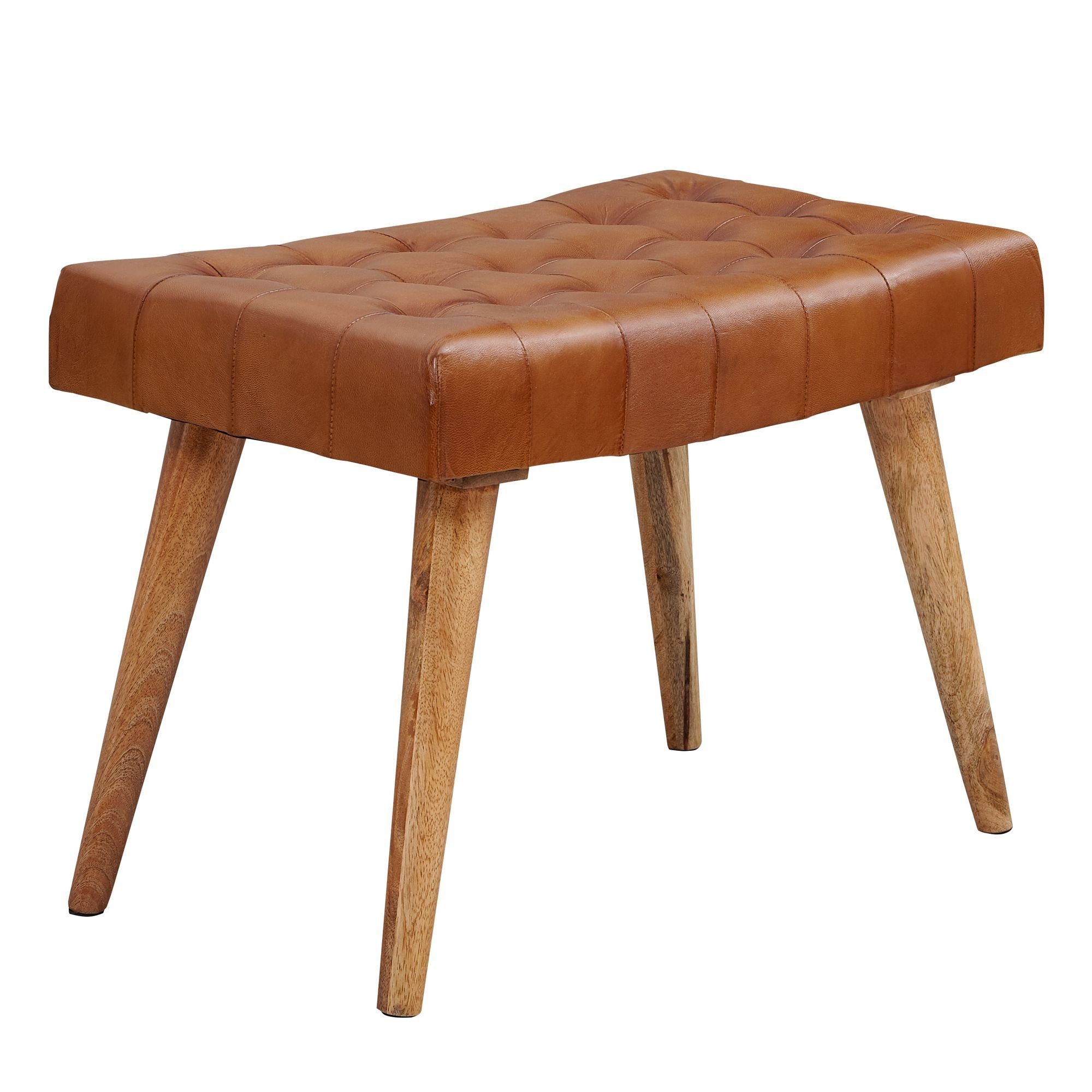 KADIMA DESIGN Sitzhocker Stilvoller Chesterfield-Lederhocker, Holzbeine günstig online kaufen